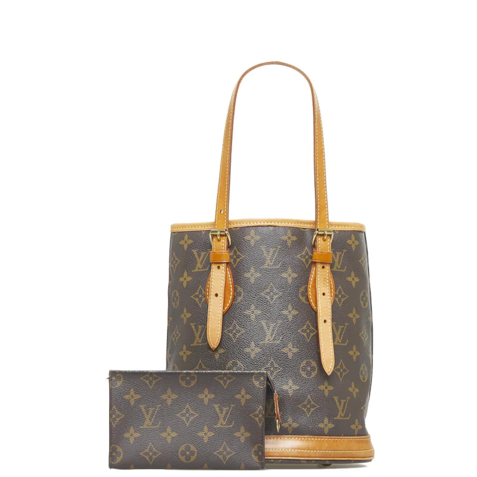Louis Vuitton Monogram Petite Bucket with Pouch M42238 Brown Cloth  ref.896516 - Joli Closet