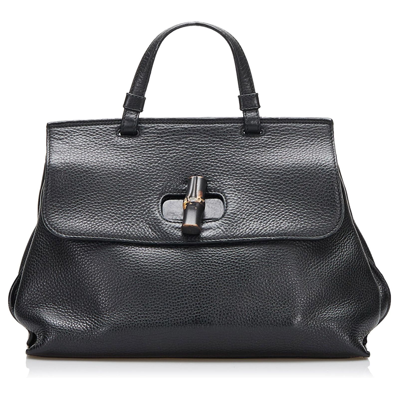 Gucci Black Bamboo Daily Leather Pony-style calfskin ref  Auth Gucci Bamboo Daily Turn-Lock Leather Black 2way Bag main image 0