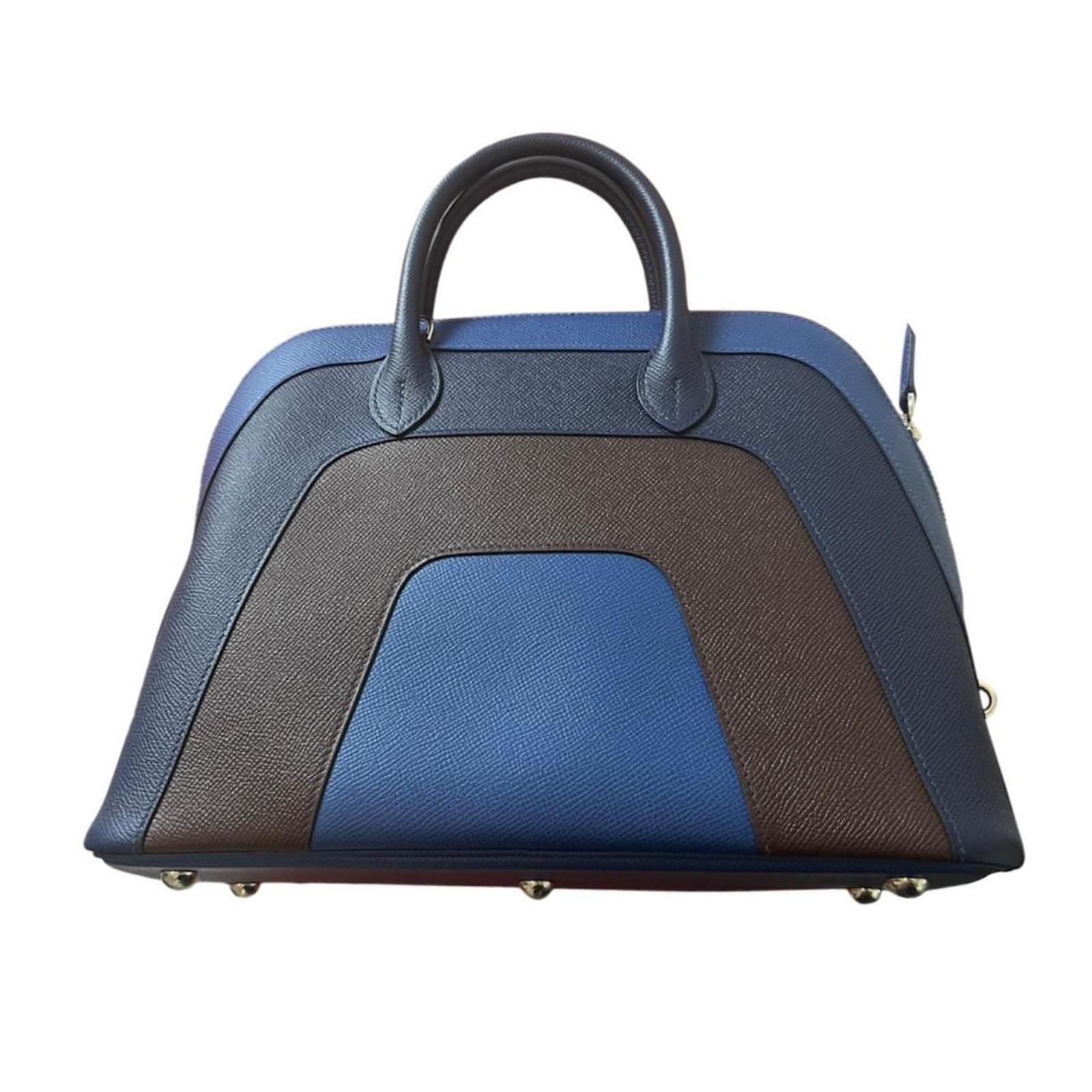 Bolide Hermès Handbags Black Blue Leather ref.897588 - Joli Closet