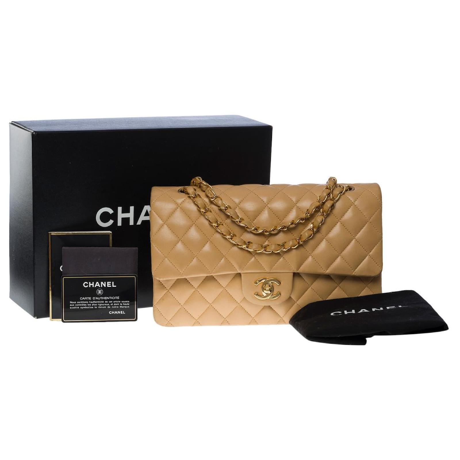 Handbags Chanel Timeless Medium Shoulder Bag in Beige leather101205