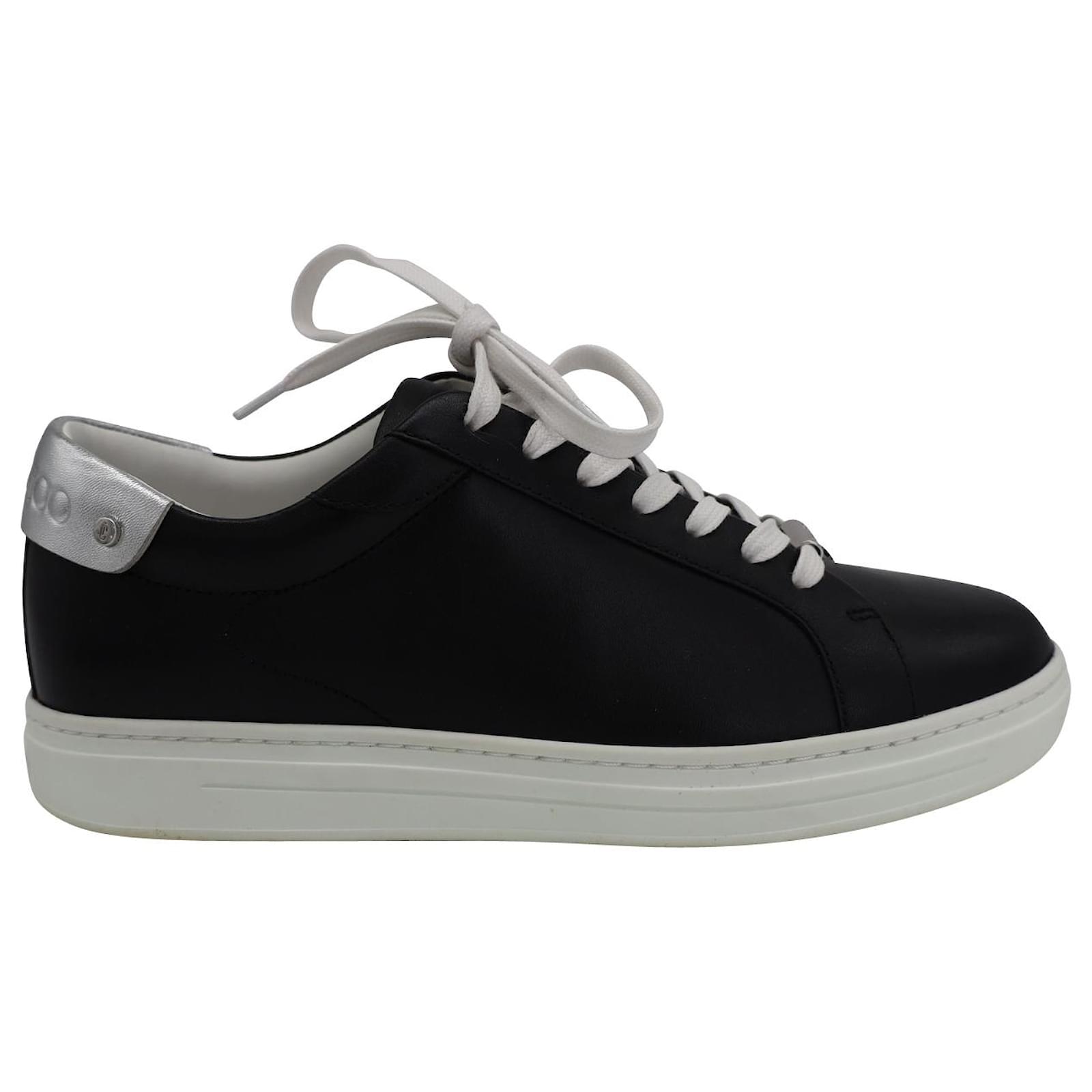 Jimmy Choo Rome Low-Top Sneakers en Cuero Negro Joli