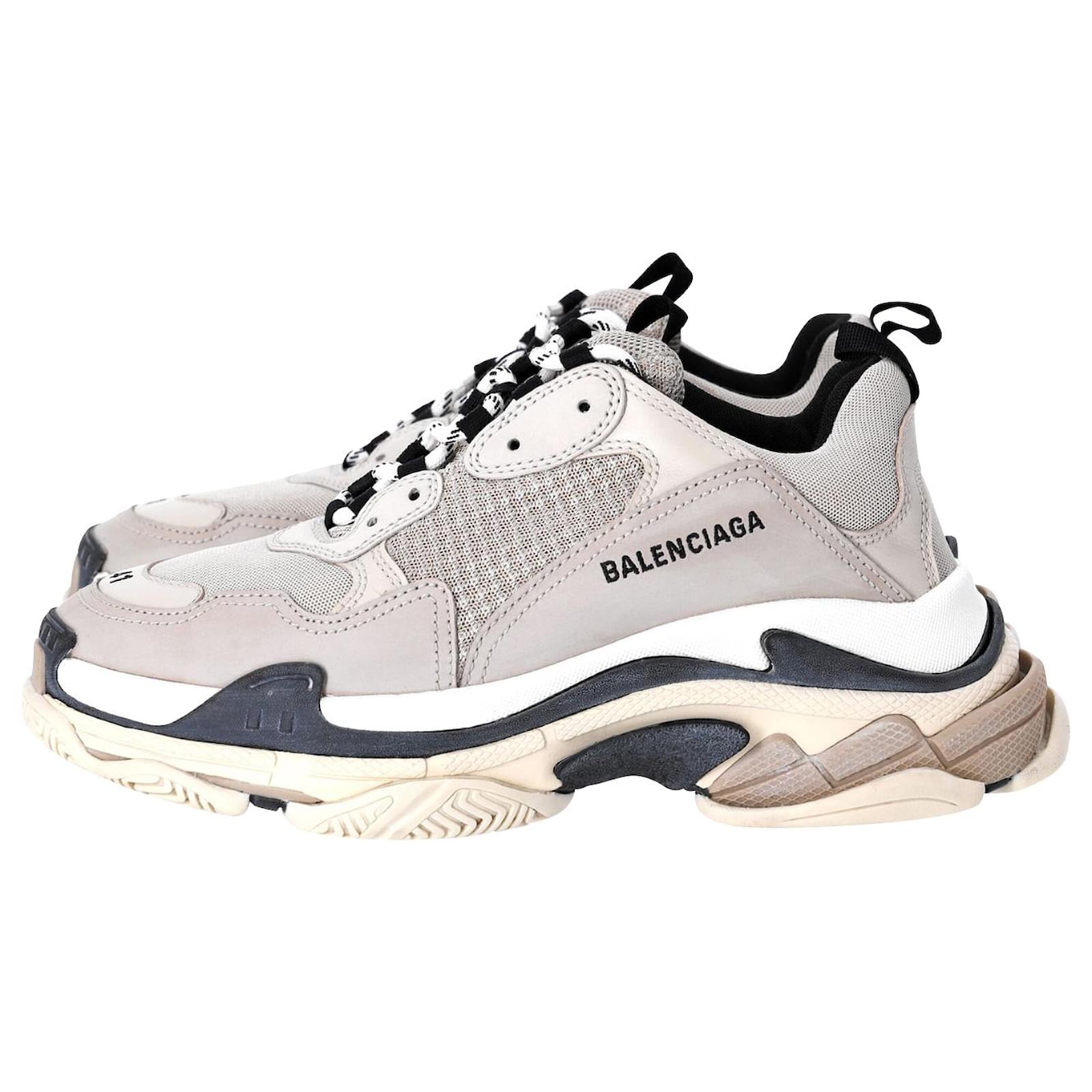Buy Balenciaga Triple S Logoembroidered Leather And Mesh Sneakers   Neutrals At 30 Off  Editorialist