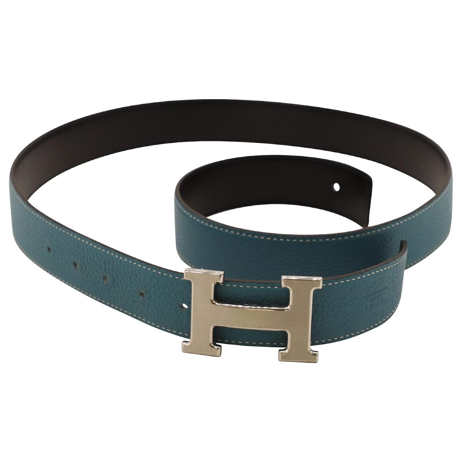 Hermès Hermes Reversible Belt in Blue Leather ref.898414 - Joli Closet