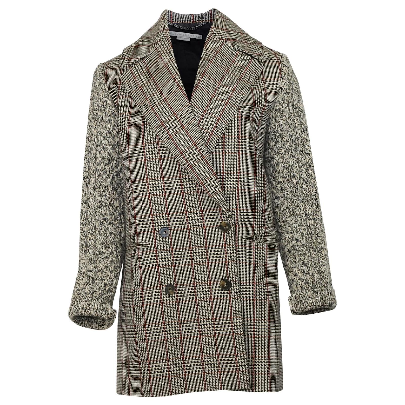 Stella Mc Cartney Stella McCartney Plaid Knit-Sleeve Oversized Pea