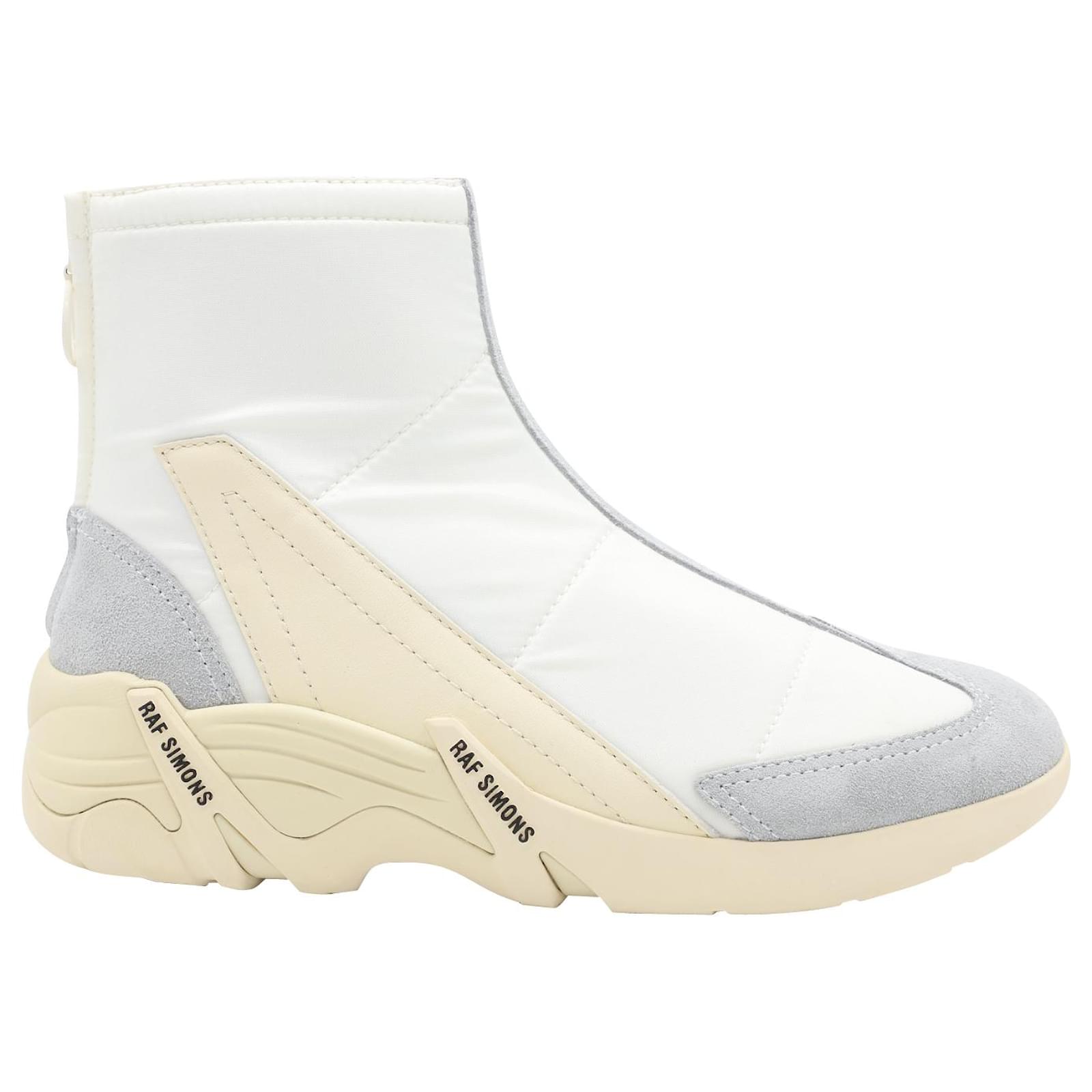 Raf Simons Runner Cyclon 22 Boots in Ivory Leather White Cream ref