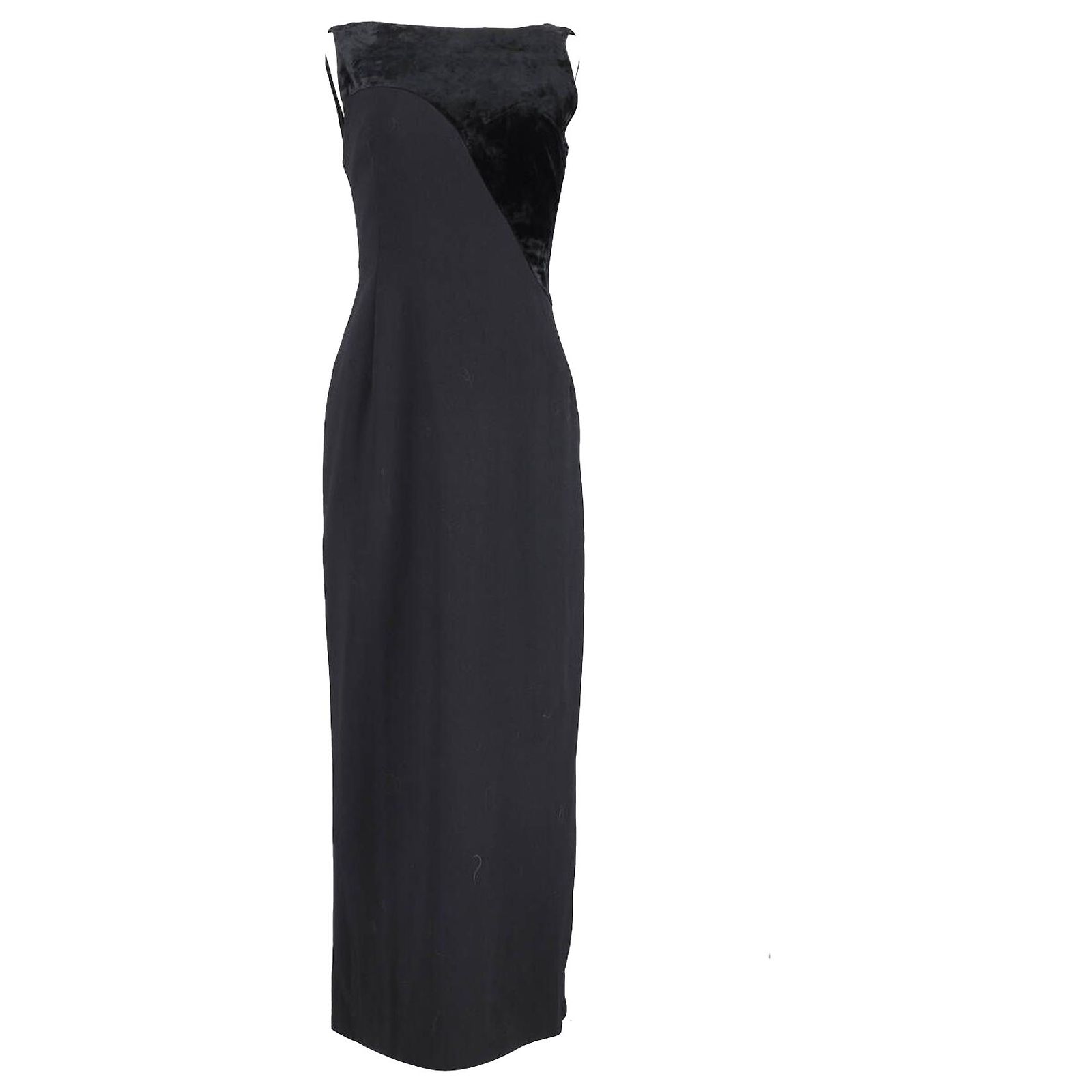 Robe De Soirée Velours Noir Tony Bowls Taille 4 - Dos Cœur - Manches Courtes - Longue - Neuf
