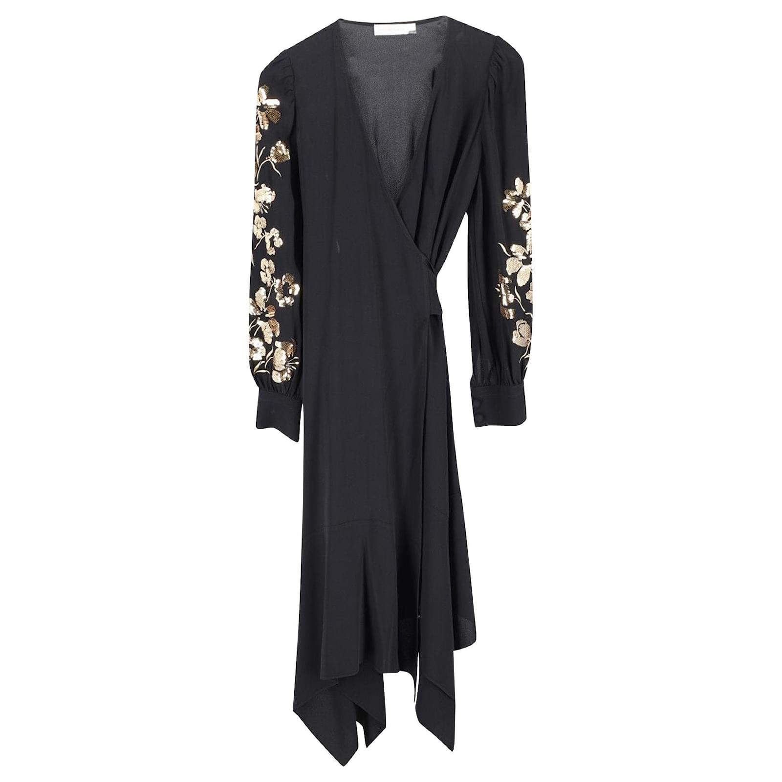 Tory Burch Embroidered Wrap Dress in Black Viscose Cellulose fibre  ref.JC898790 (Sold) - Joli Closet