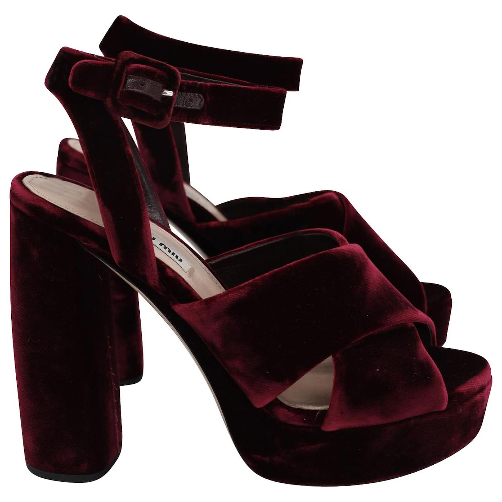 Miu miu discount velvet platform sandals