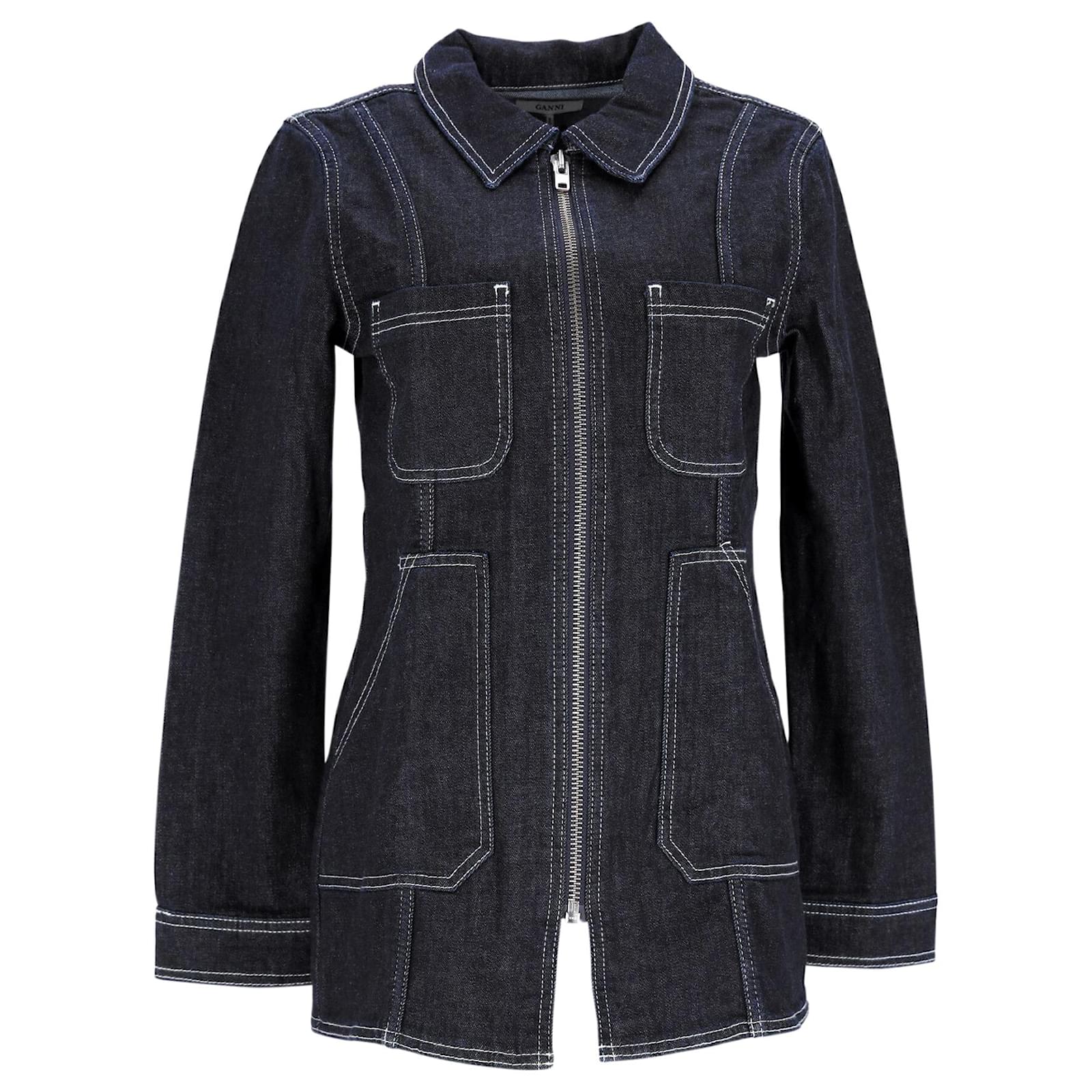 Ganni Zip Up Jacket in Blue Denim Cotton ref.898897 - Joli Closet