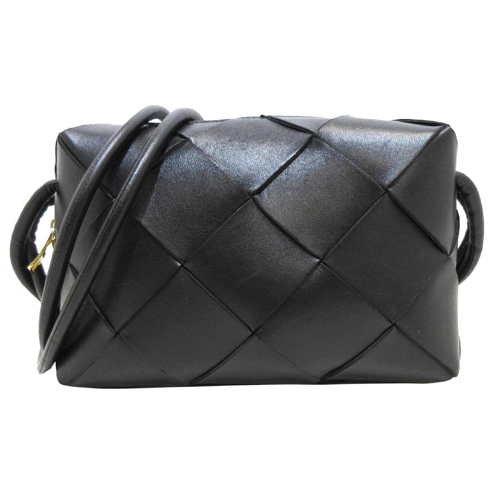 Bottega Veneta Mini Cassette Intrecciato Leather Shoulder Bag - Black - One Size