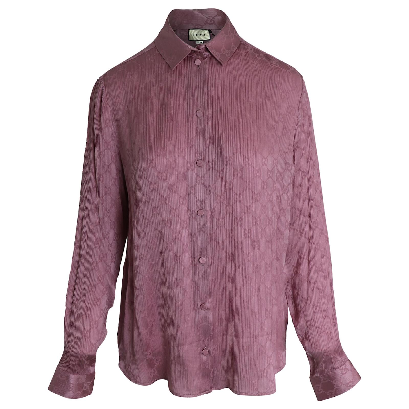 Gucci Classic GG Monogram Buttoned Shirt in Pink Silk Crepe ref.899853 -  Joli Closet