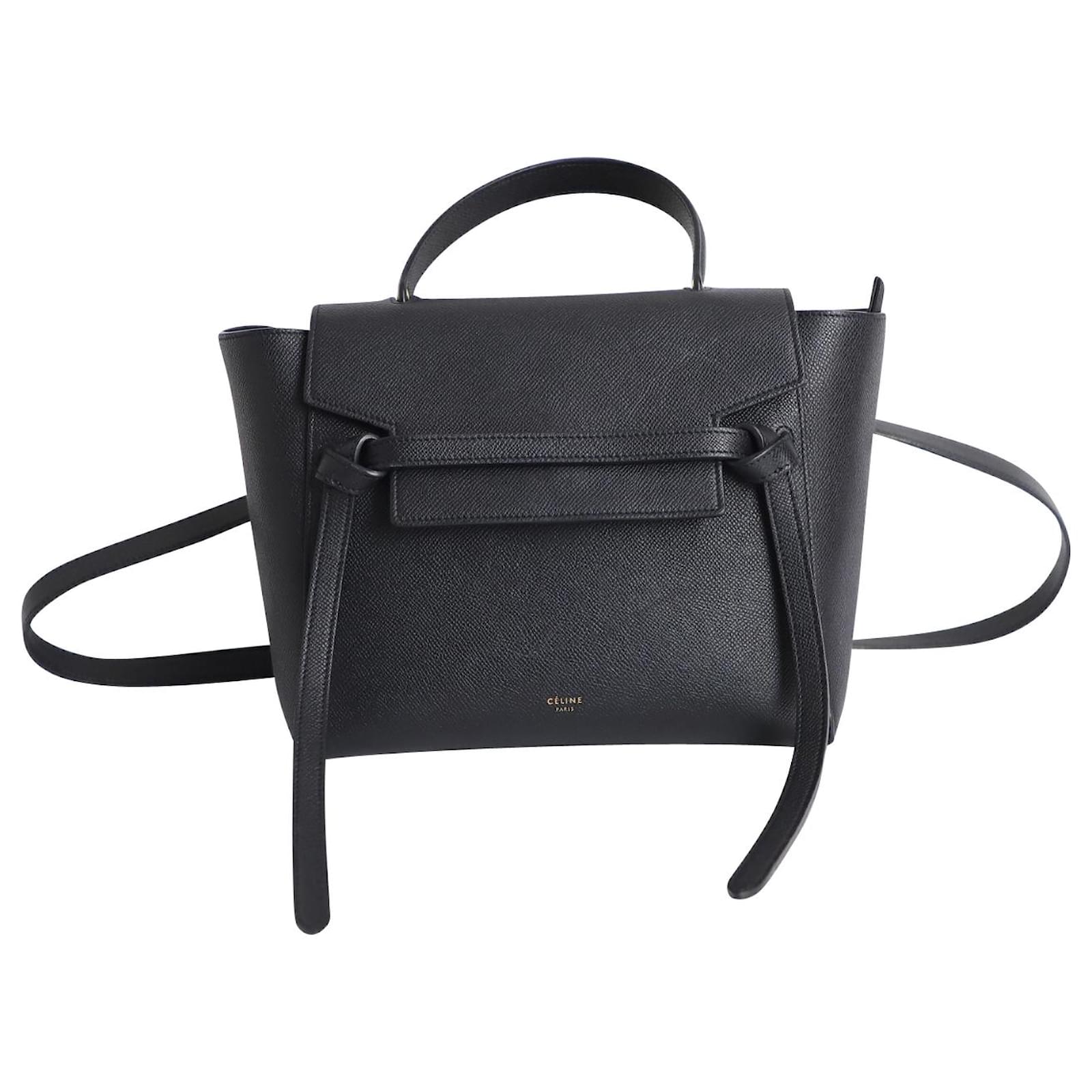 Celine Belt Nano Belt Bag in Grained Calfskin, Black