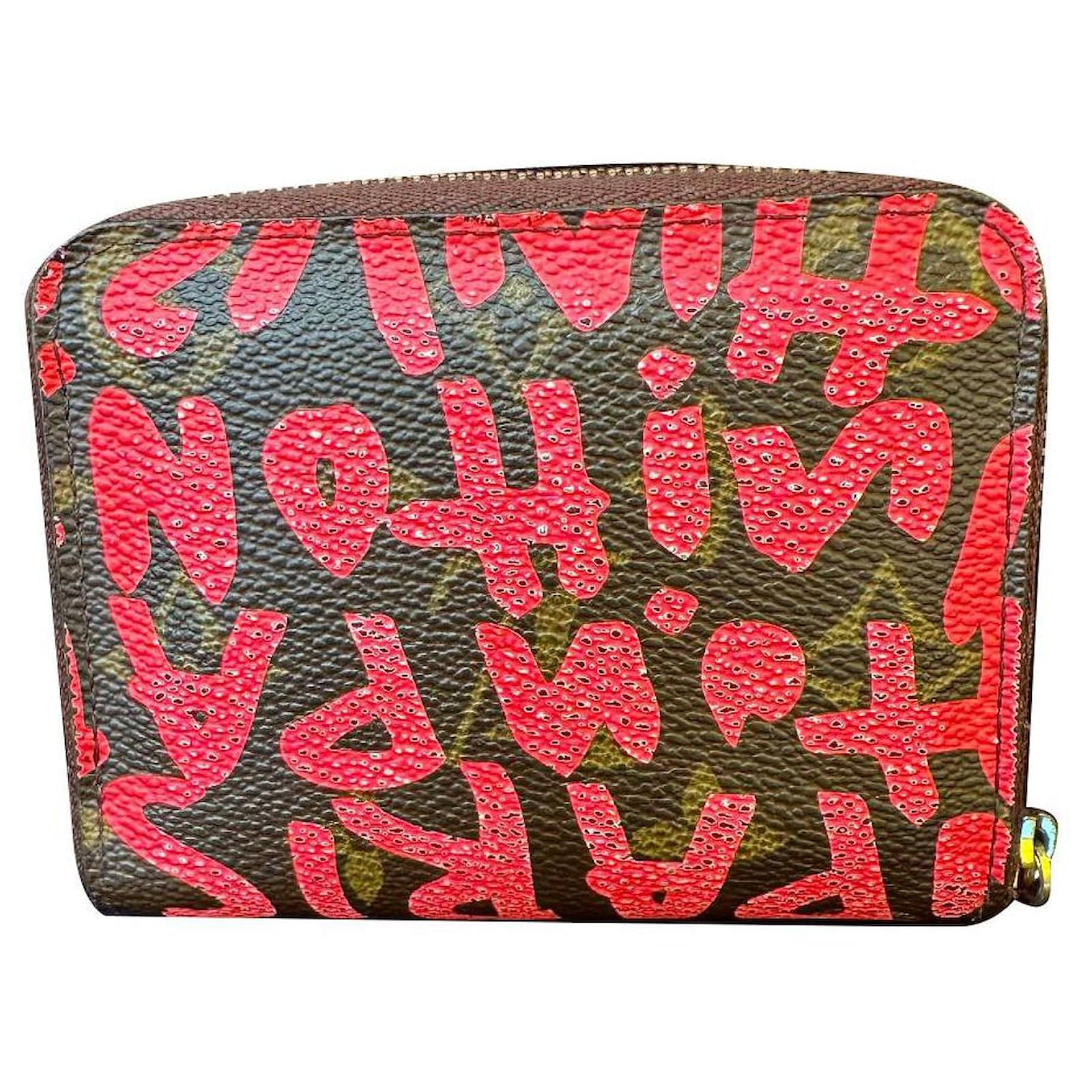 Limited Louis Vuitton Graffiti Zippy Wallet Pink Brown Cloth ref