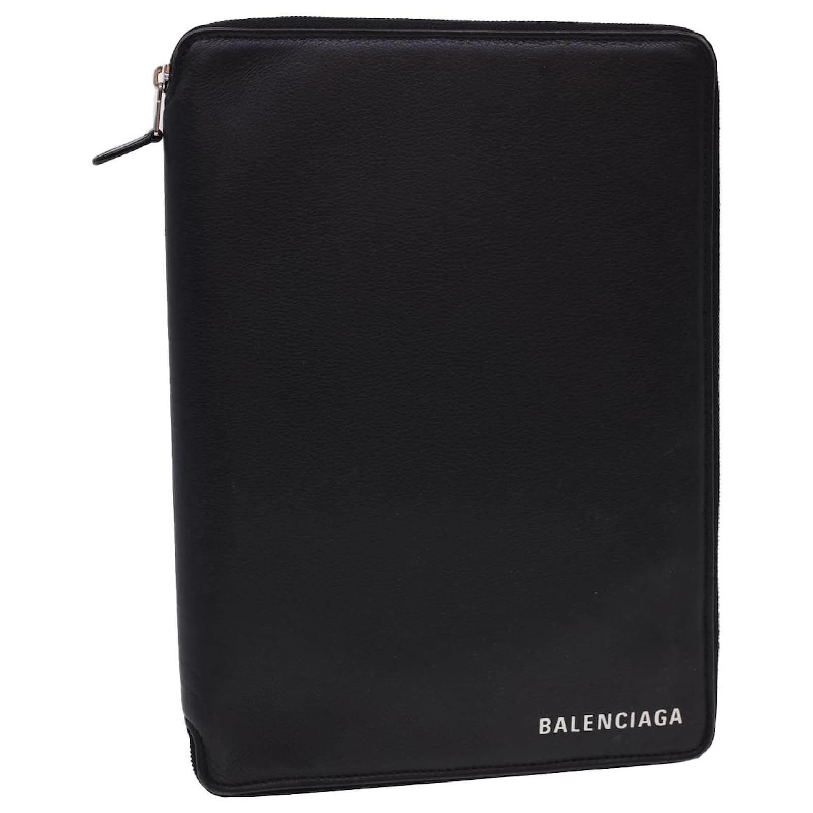 BALENCIAGA Clutch iPad Case Leather Black Auth am4187 ref.901321 - Joli Closet