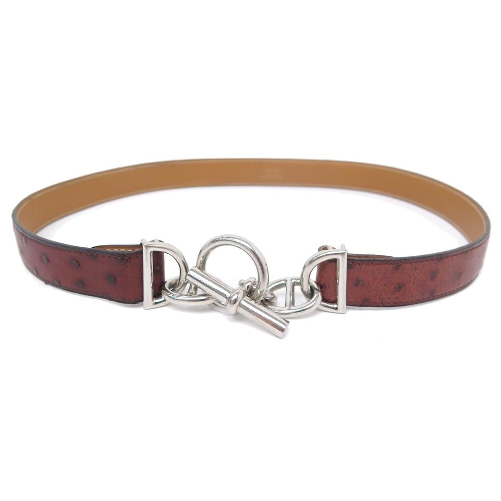 Hermès VINTAGE HERMES ANCHOR CHAIN BELT T70 OSTRICH BELT OSTRICH ...