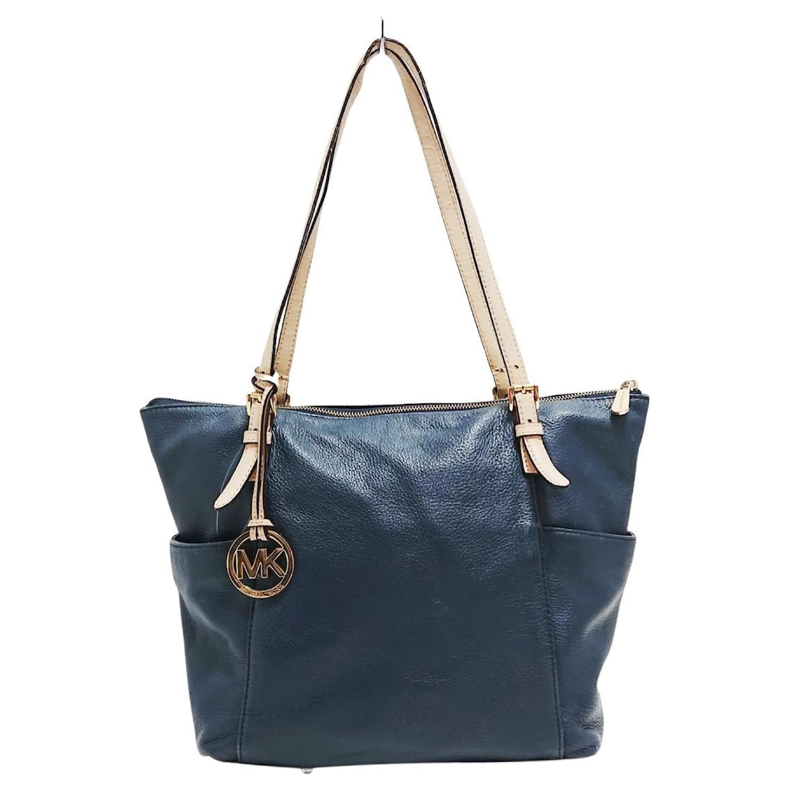 Michael Kors Shw Shoulder Bag Handbag 2 Way Calfskin Leather Navy