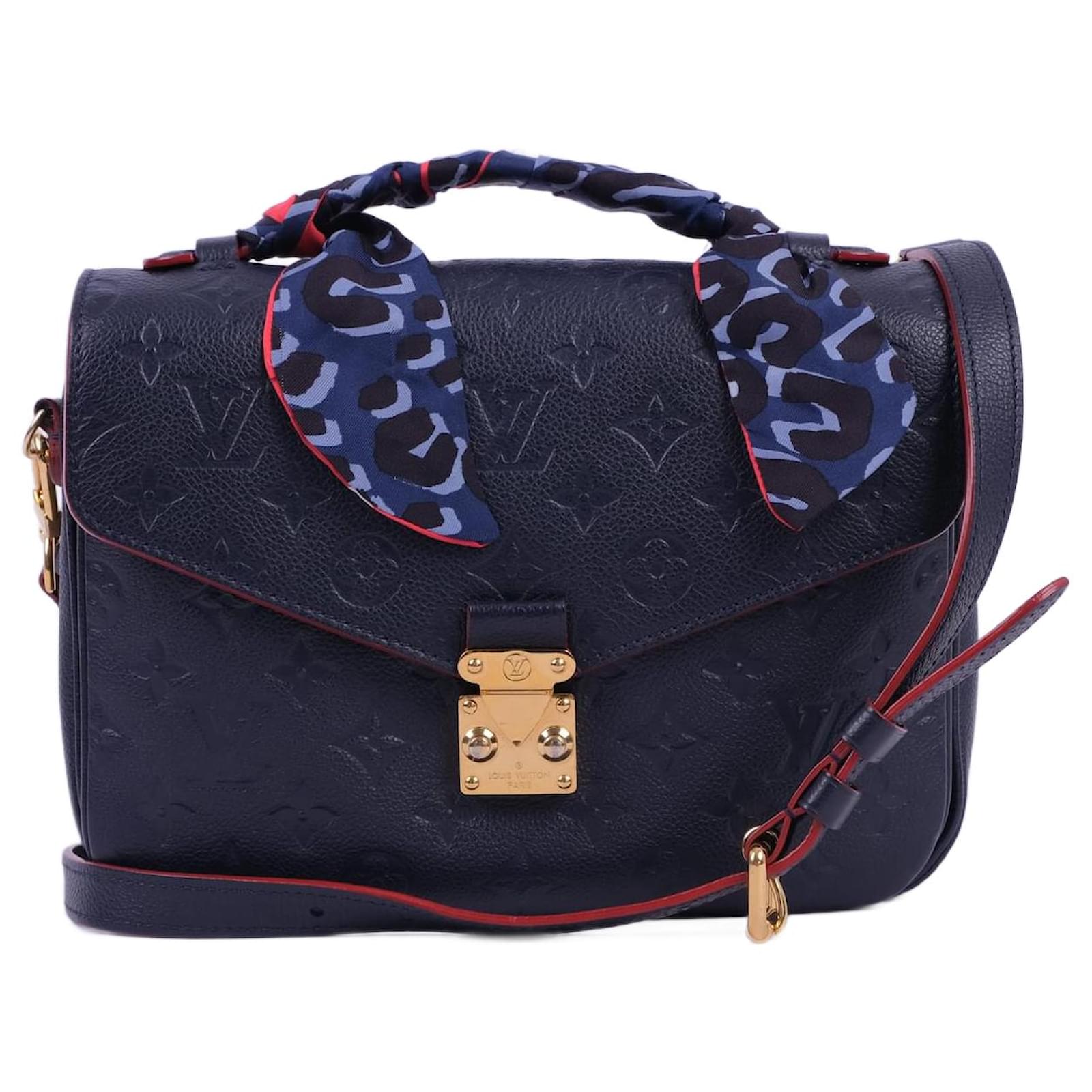 LOUIS VUITTON Metis Pochette Empreinte Leather Crossbody Bag Navy Blue
