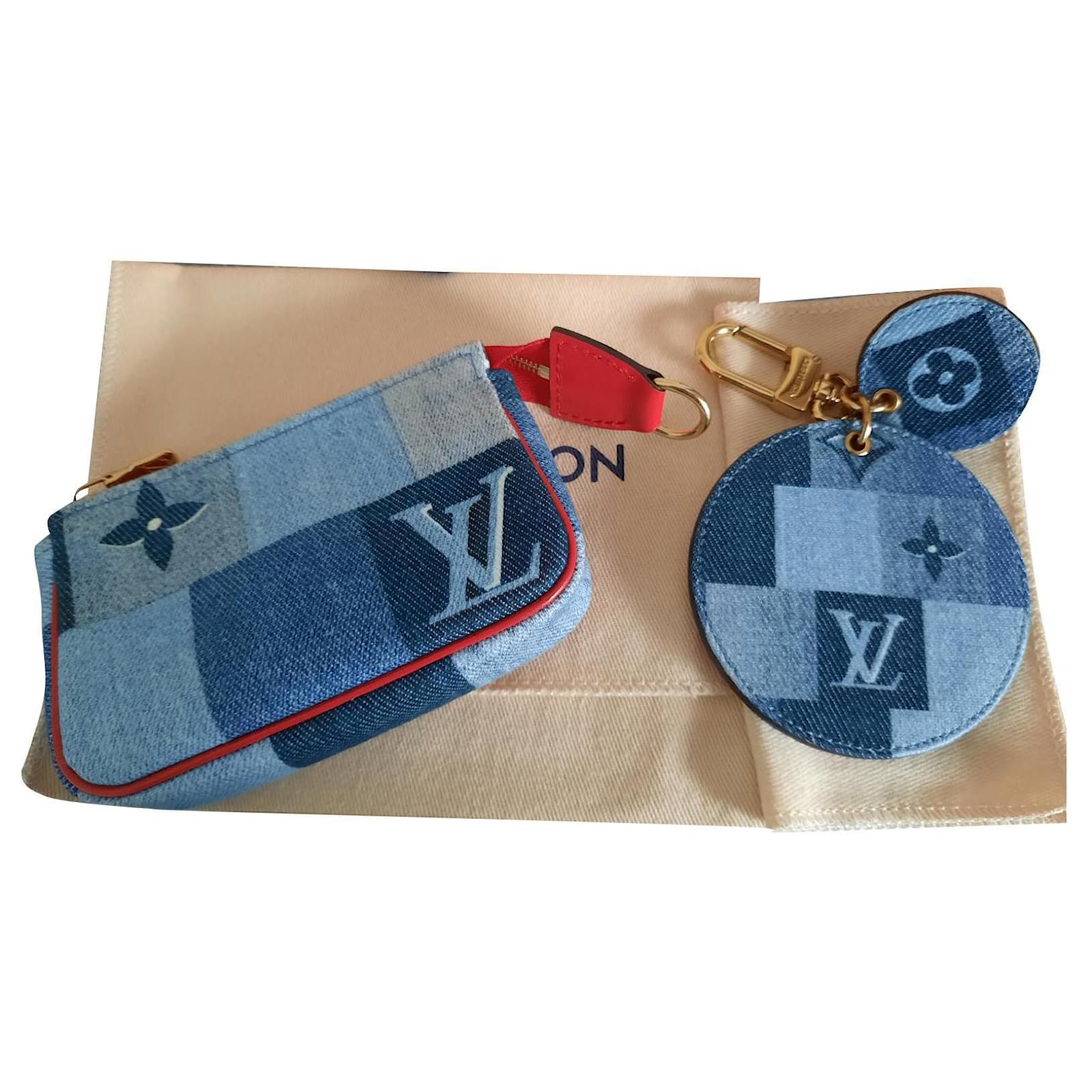 Clutch Bags Louis Vuitton Monogram Denim Pouch + Keyring / Capsule Bag Charm 2020