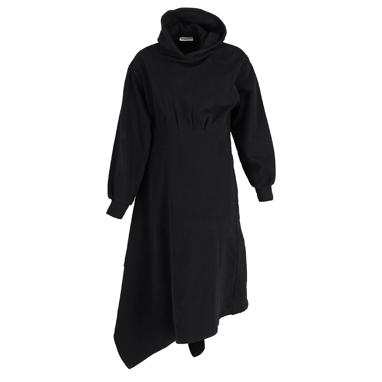 Balenciaga Asymmetric Hoodie Dress in Black Cotton ref.903481 Joli Closet