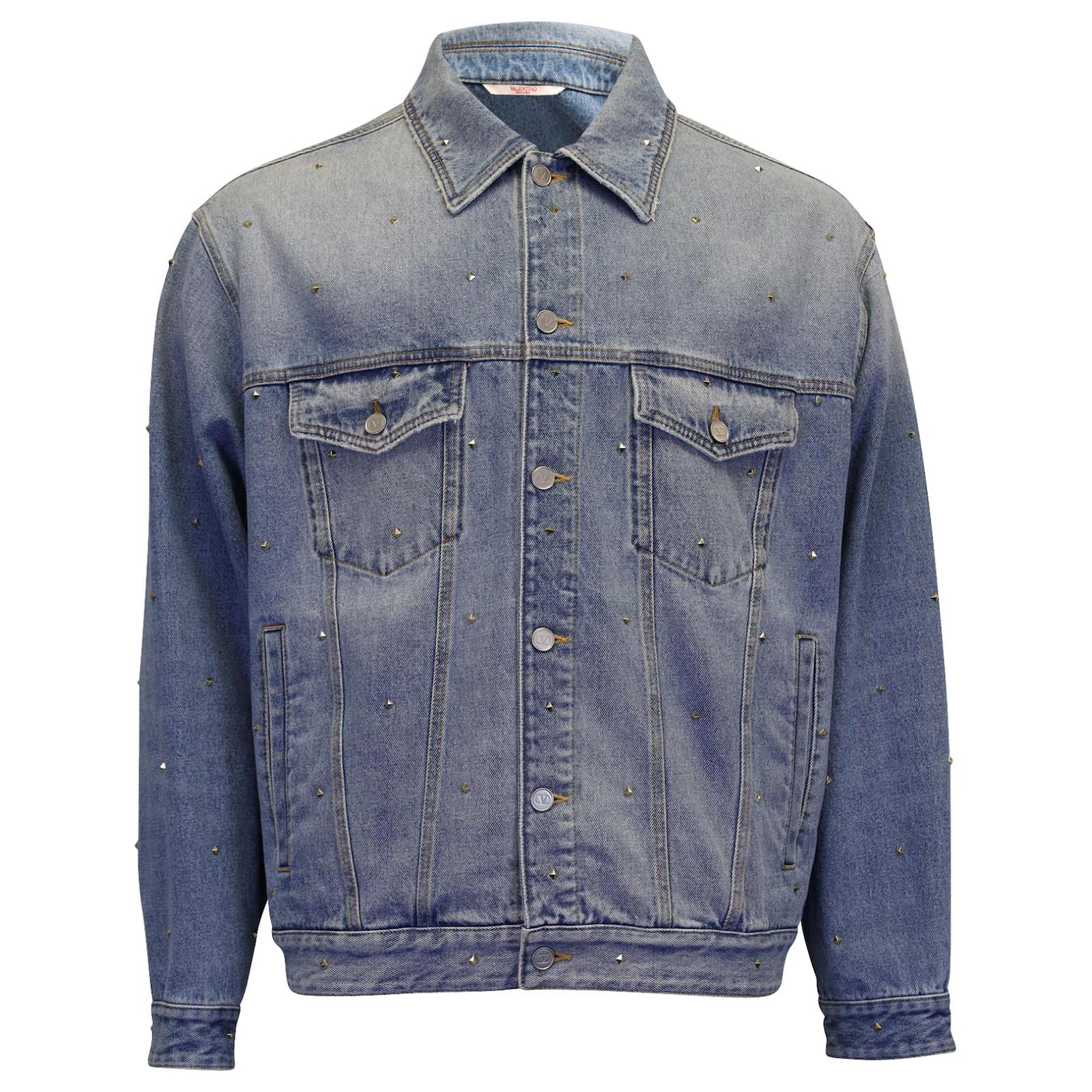 Valentino Garavani Denim Jacket with All-Over Rockstud Spike Studs