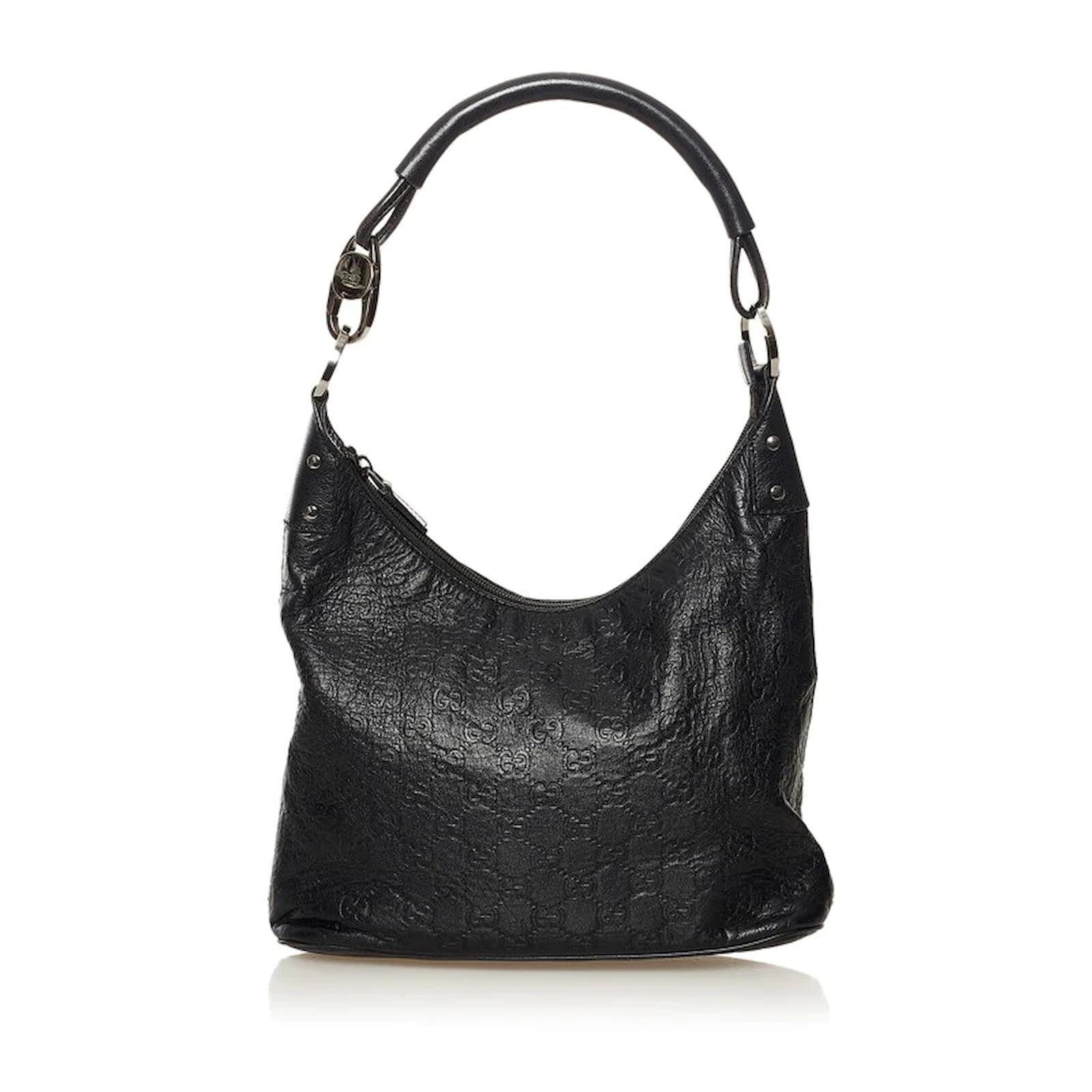 Gucci Guccissima GG Black Leather Hobo / Shoulder Bag 