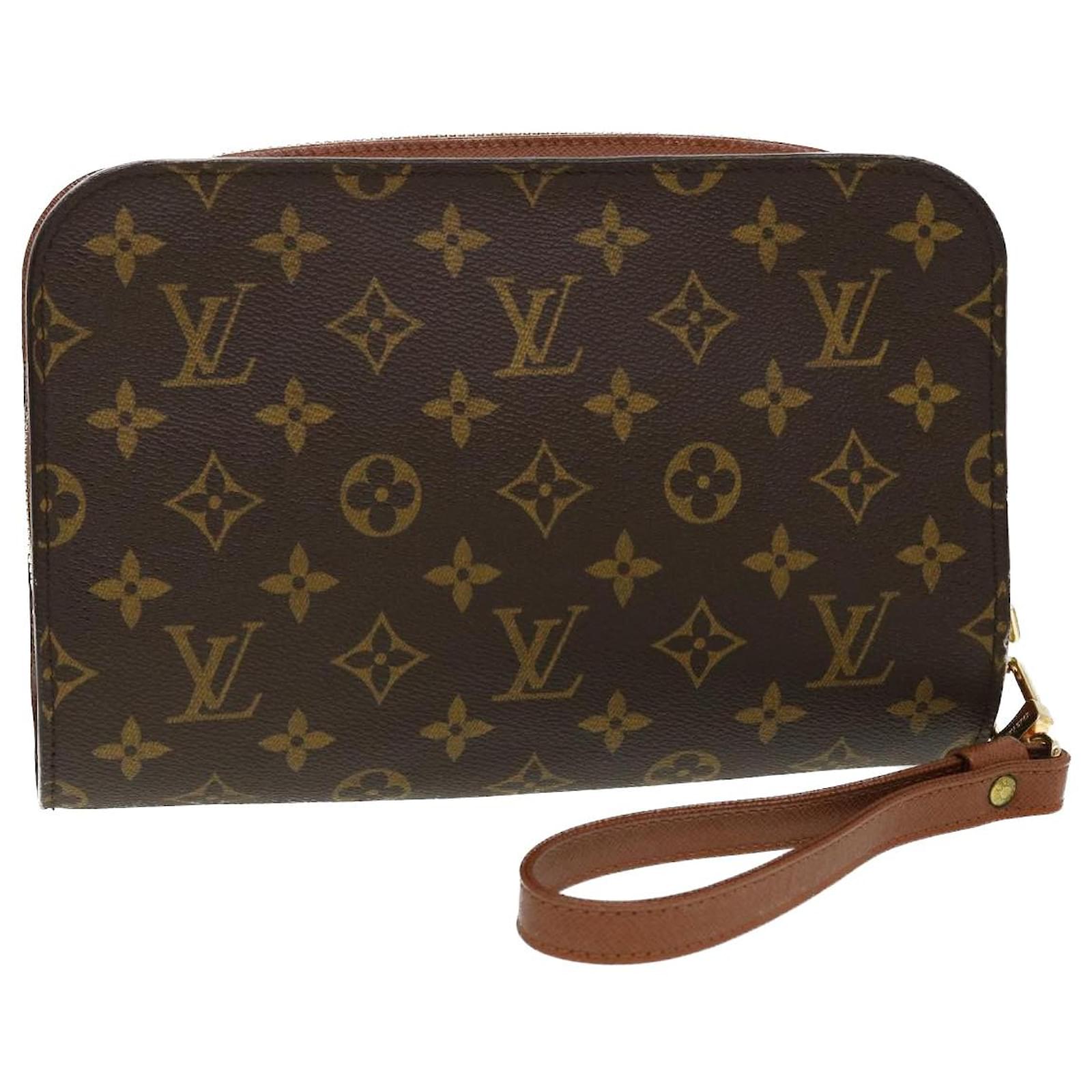 Louis Vuitton Monogram Miroir Pochette Plat Accessory Pouch Bag Gold M95278  Auth