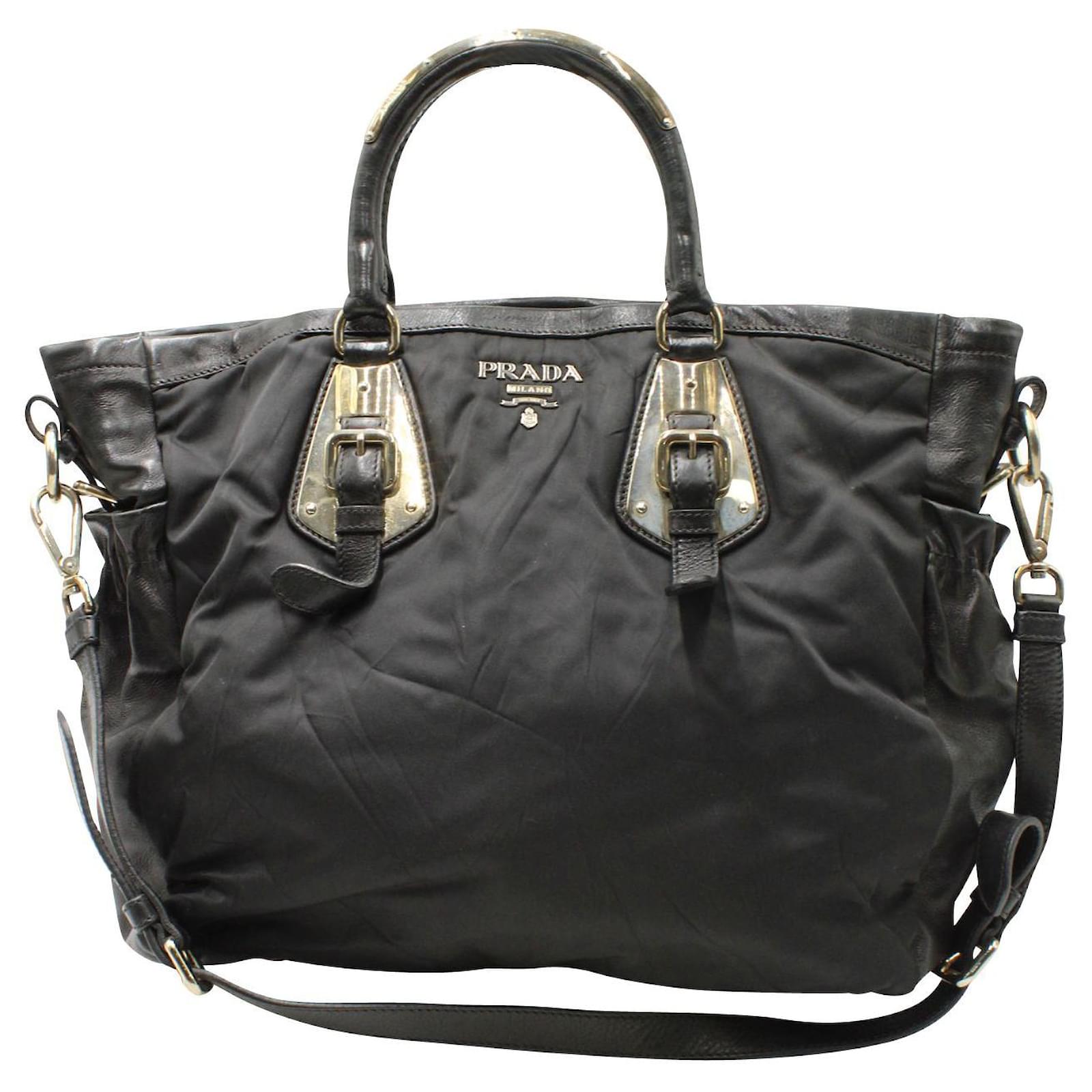 Prada Nylon and Leather Two Way Bag Black ref.904225 Joli Closet