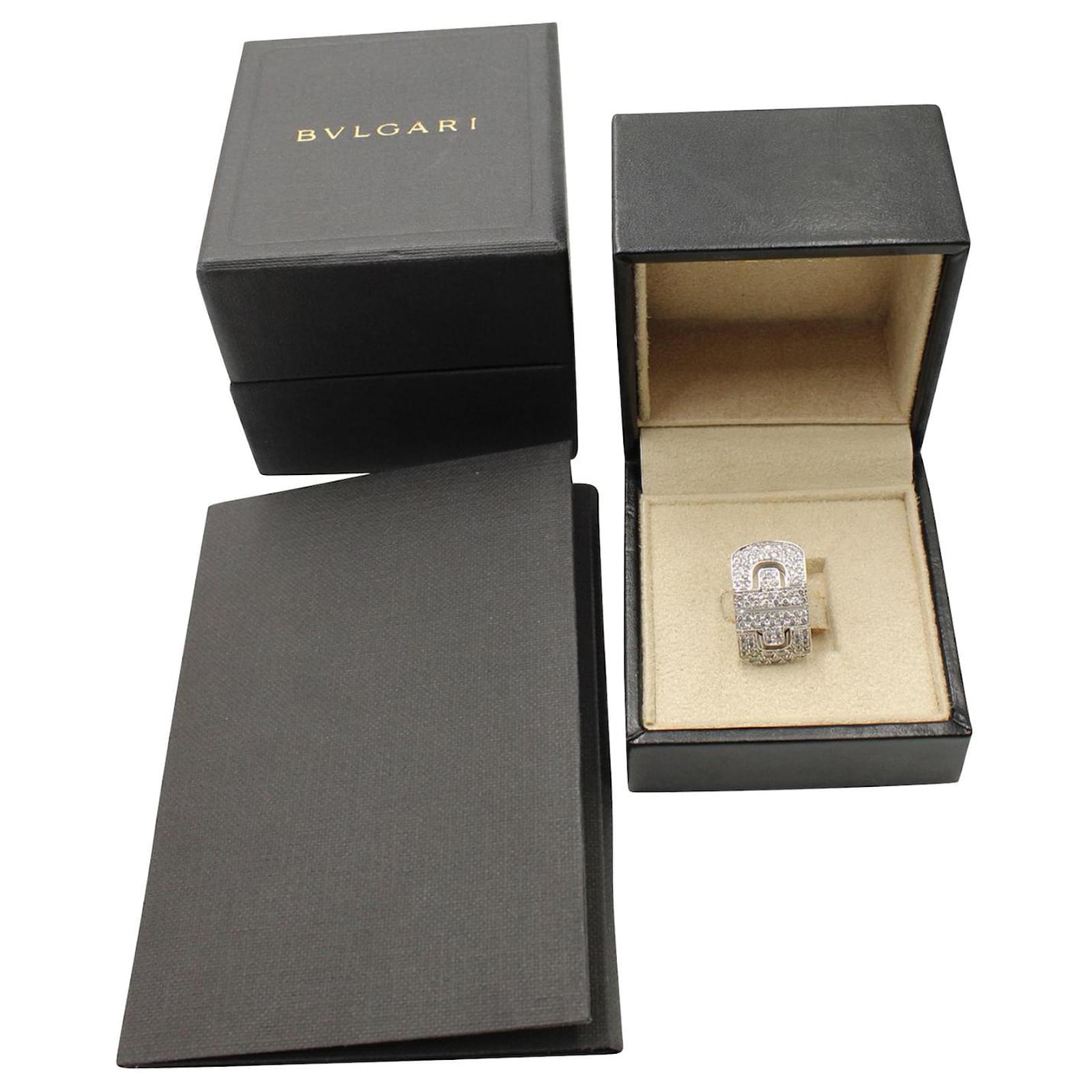 Bulgari Parentesi White Gold Ring with Diamonds Silvery Metallic