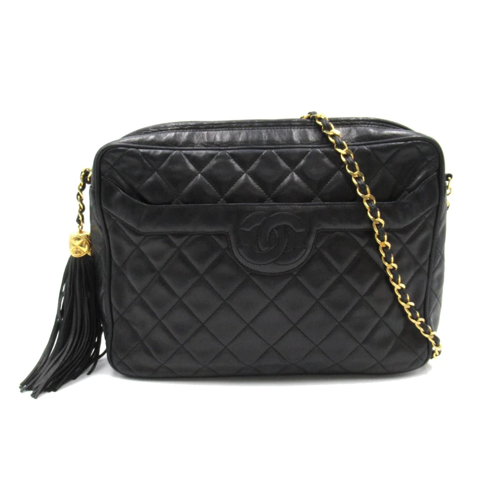 Joli Black Leather Quilted Camera Bag