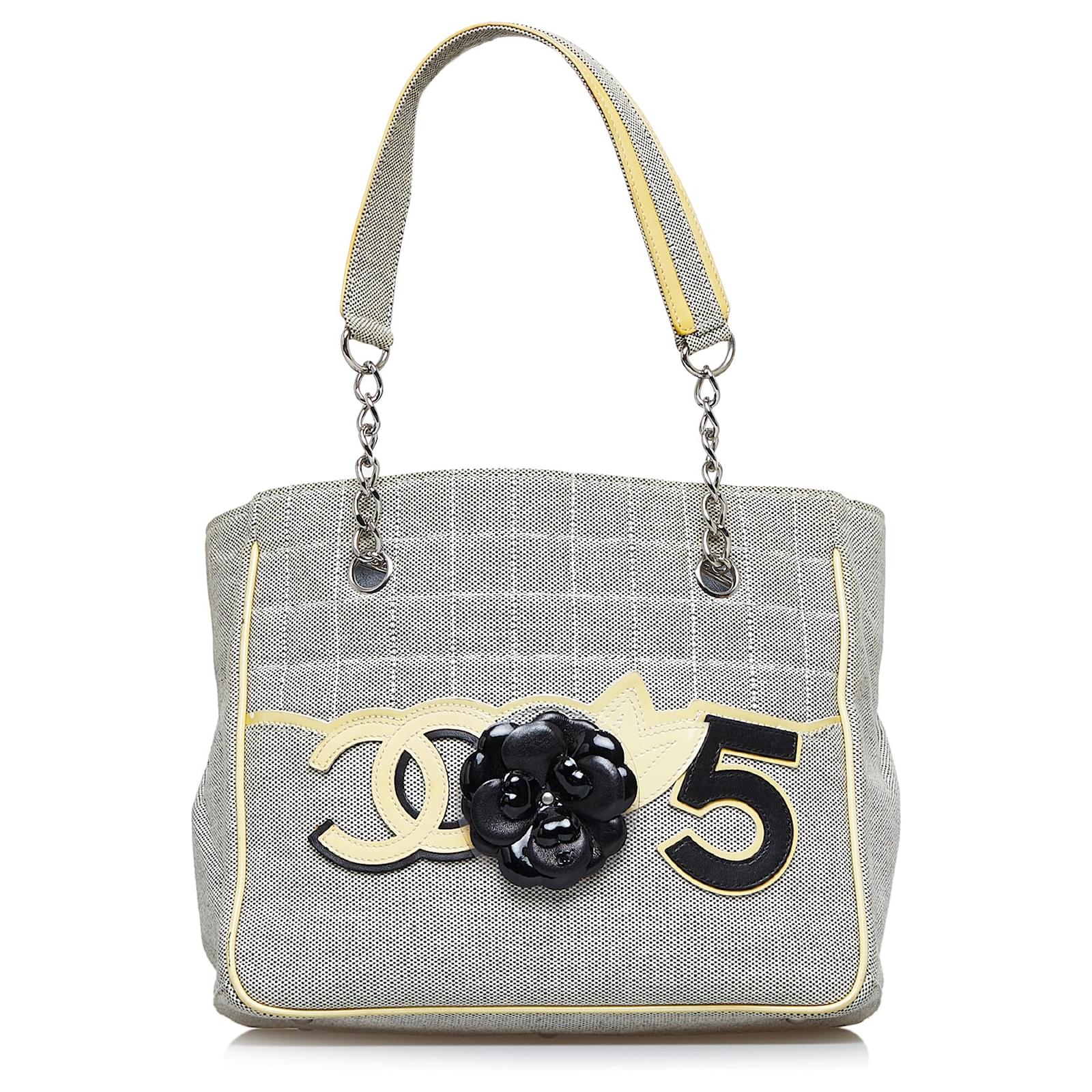 Chanel Brown Camellia CC Choco Bar No. 5 shoulder bag Beige Cloth Cloth  ref.905397 - Joli Closet