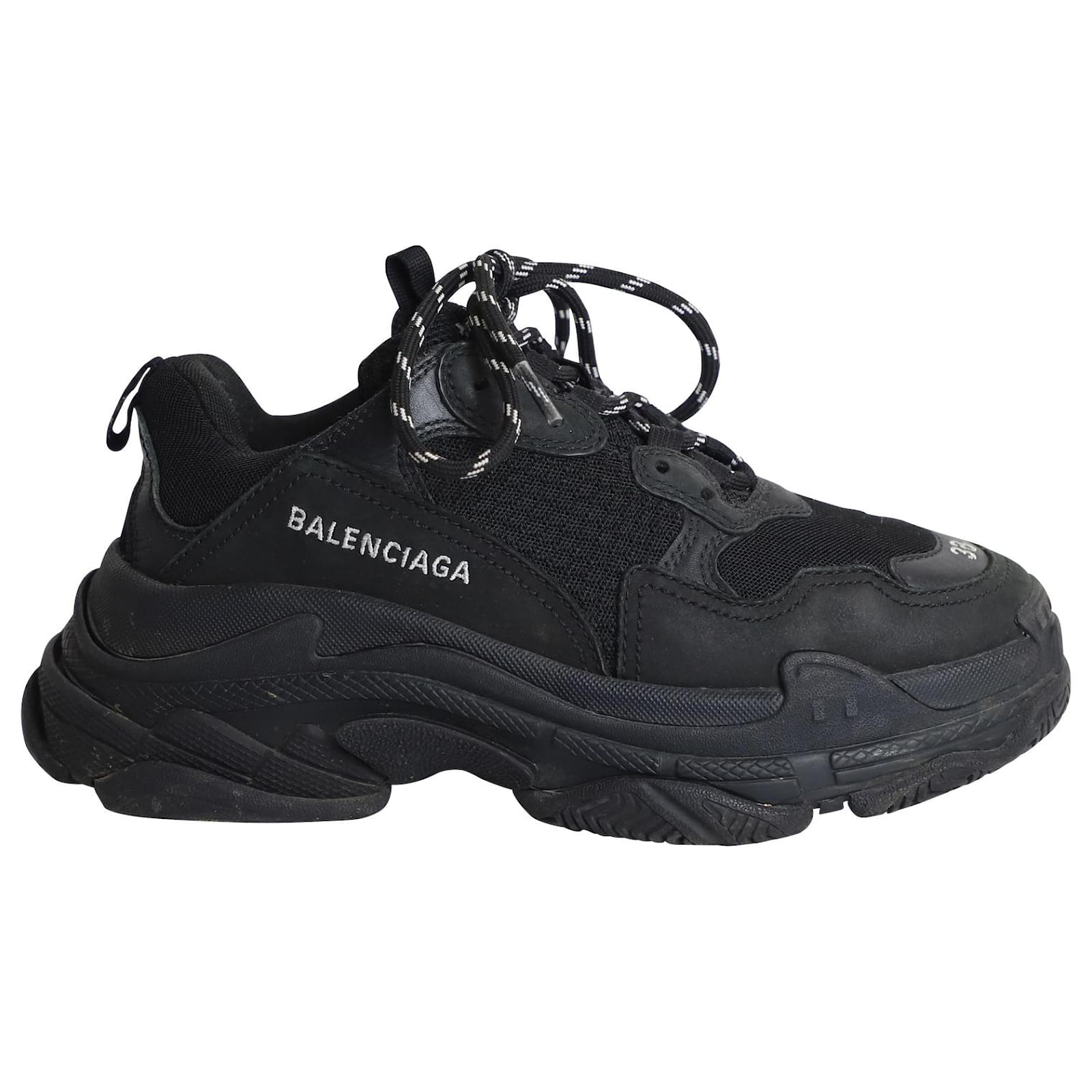 Balenciaga Triple S Sneakers in Black Polyester Leather ref.905462