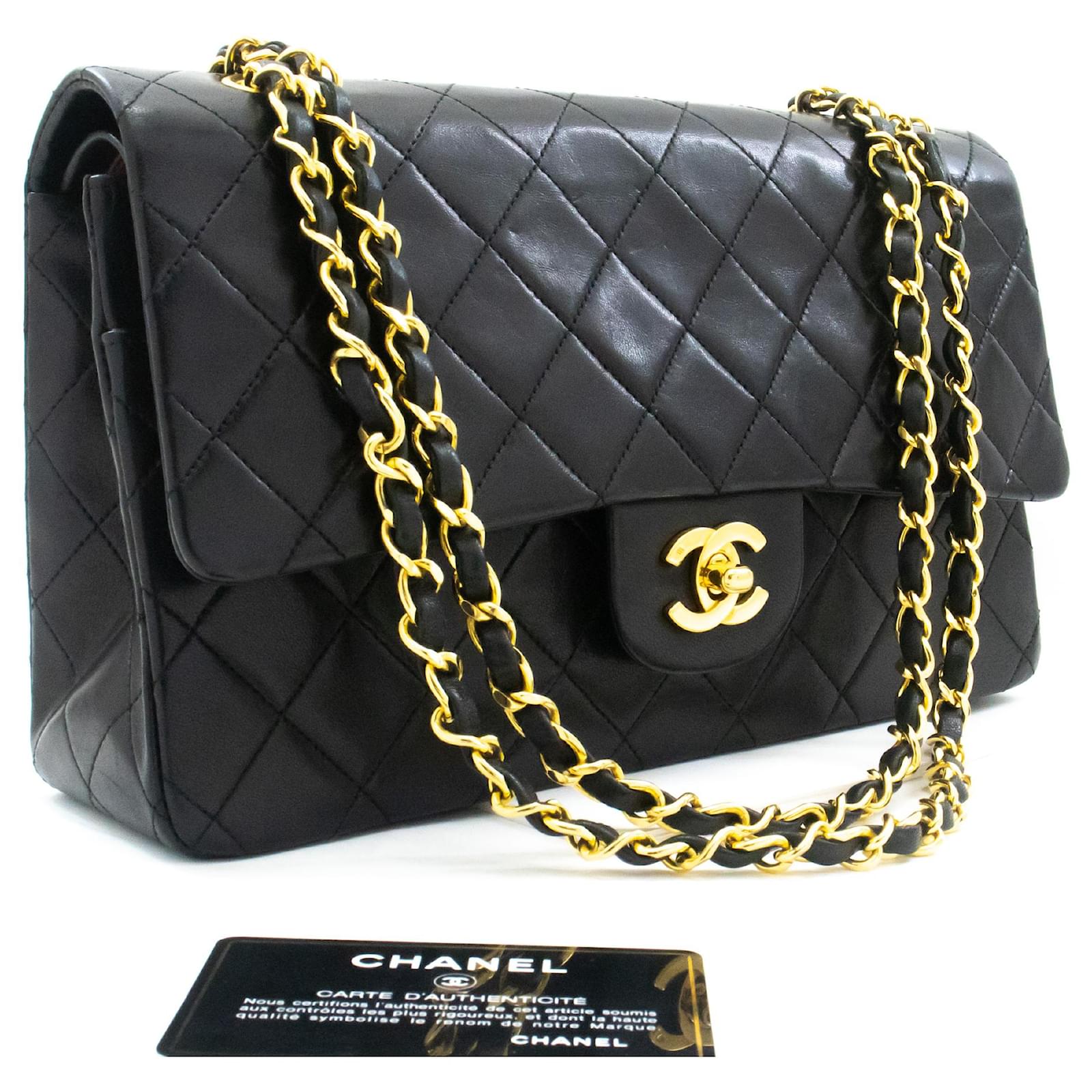 Chanel Classic lined flap 10 Chain Shoulder Bag Black Lambskin Leather  ref.905609 - Joli Closet