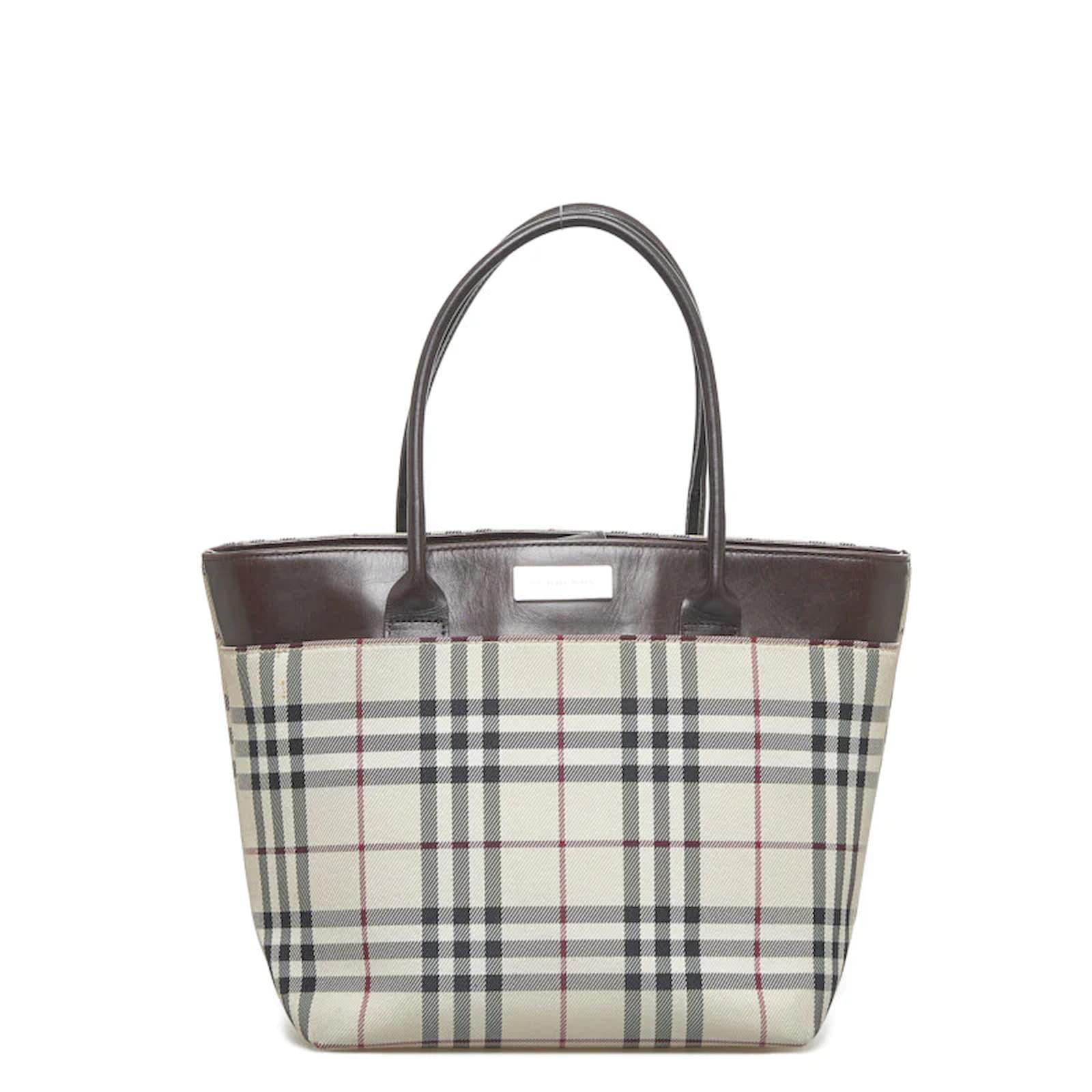 BURBERRY Nova Check Canvas Leather Black Beige Shoulder Bag