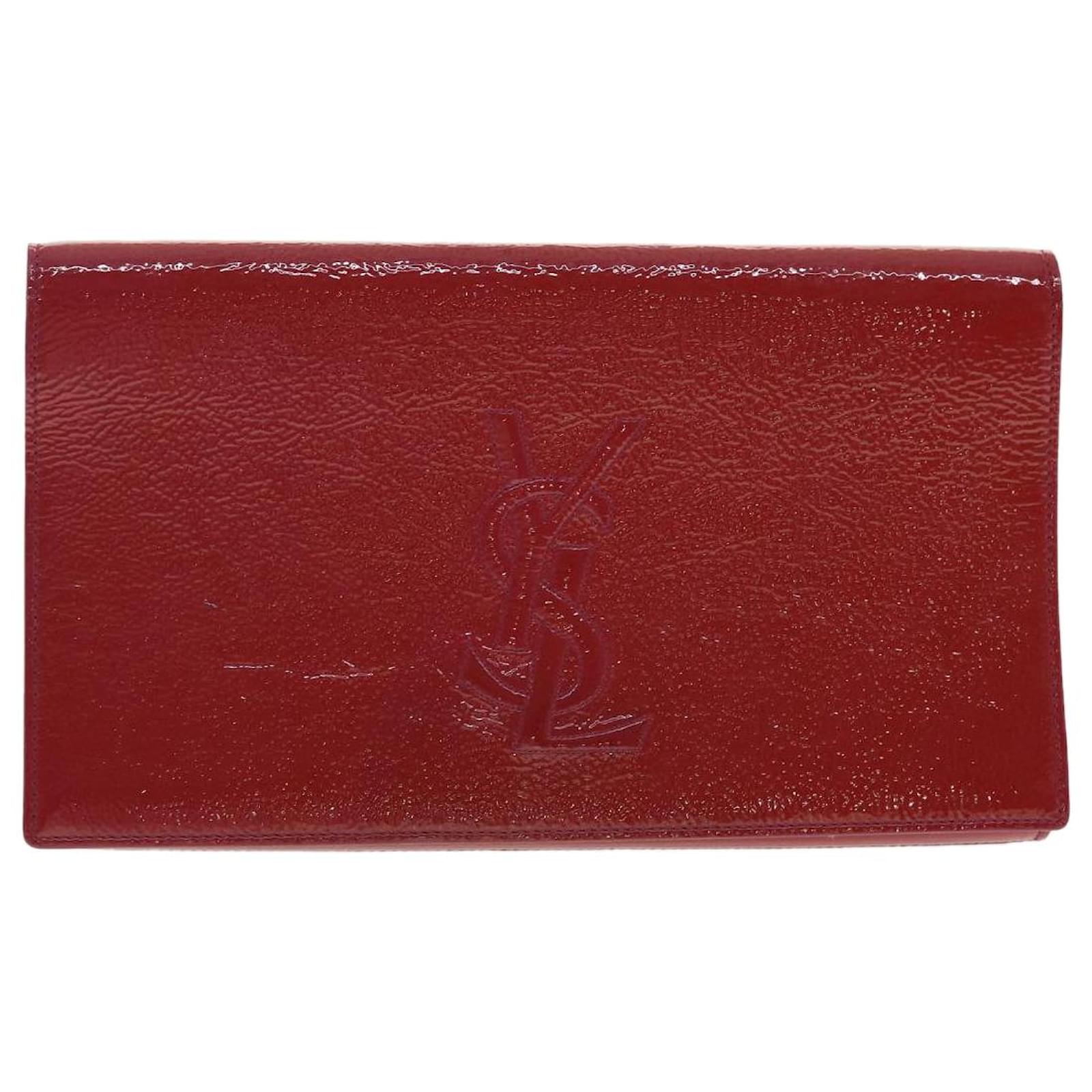 Yves Saint Laurent red patent leather clutch