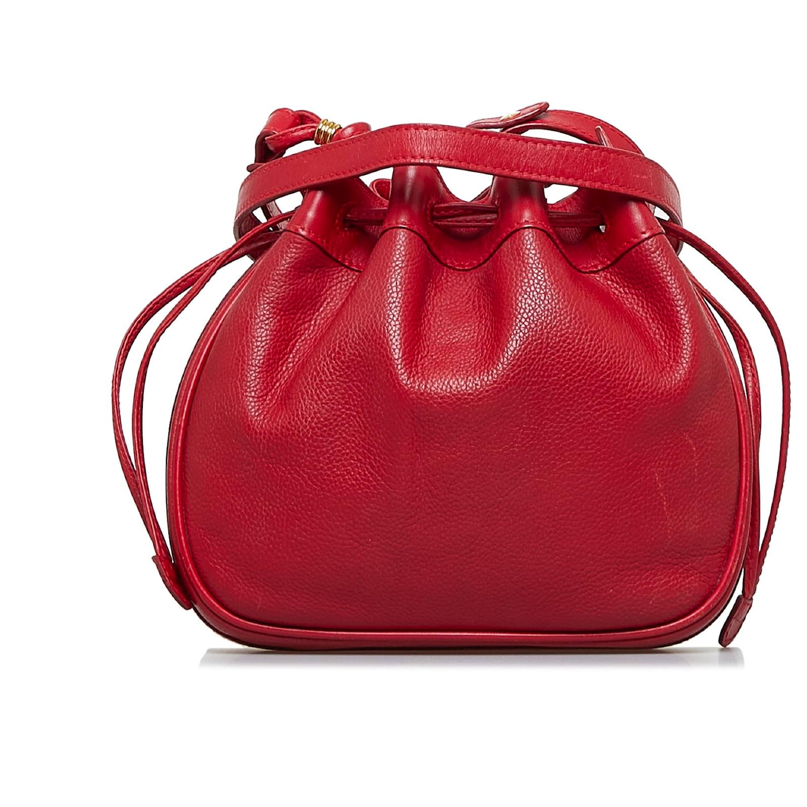 Borsa a secchiello in pelle rossa Gucci Rosso Vitello simile a un