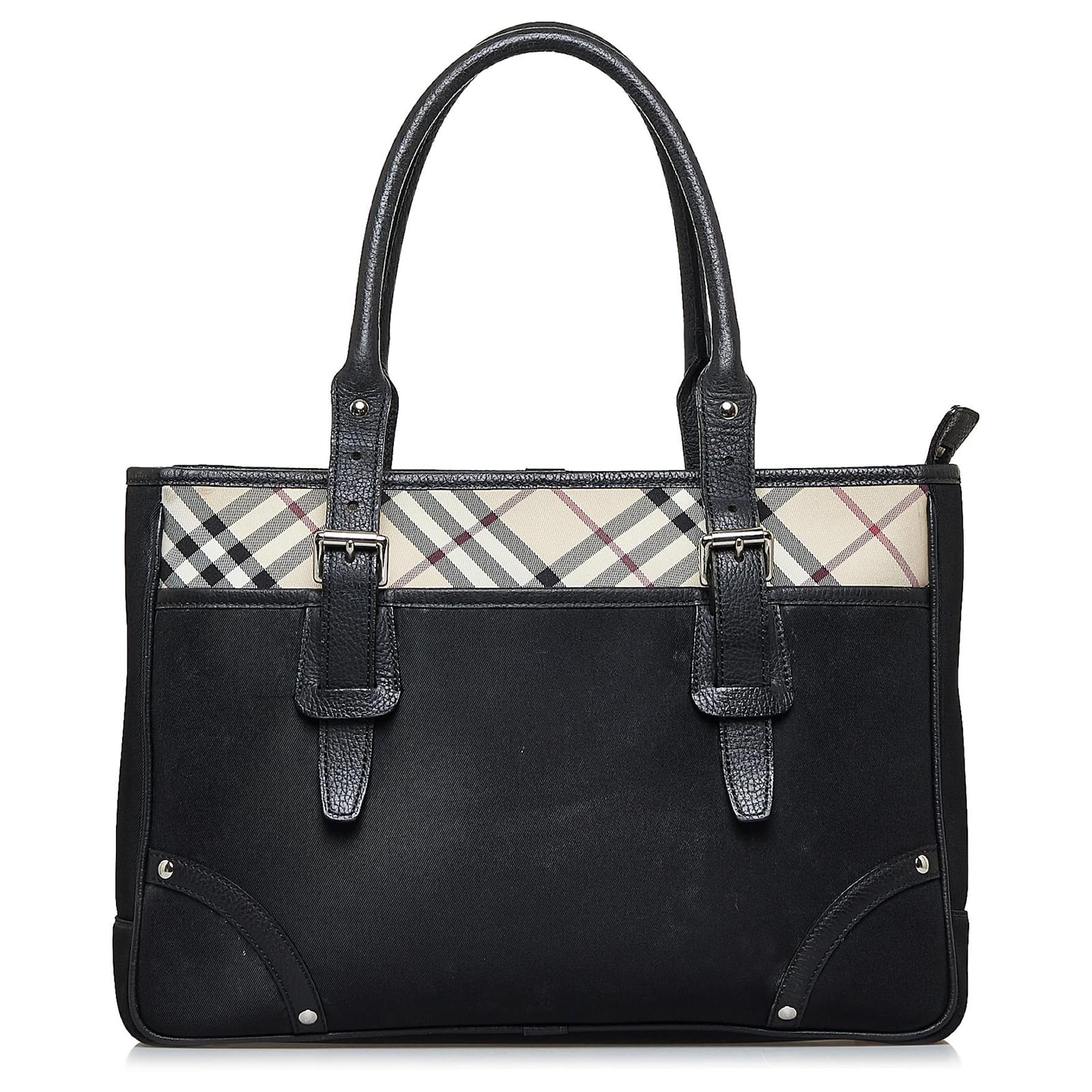 Burberry Black Nylon Leather Buckleigh Tote Bag