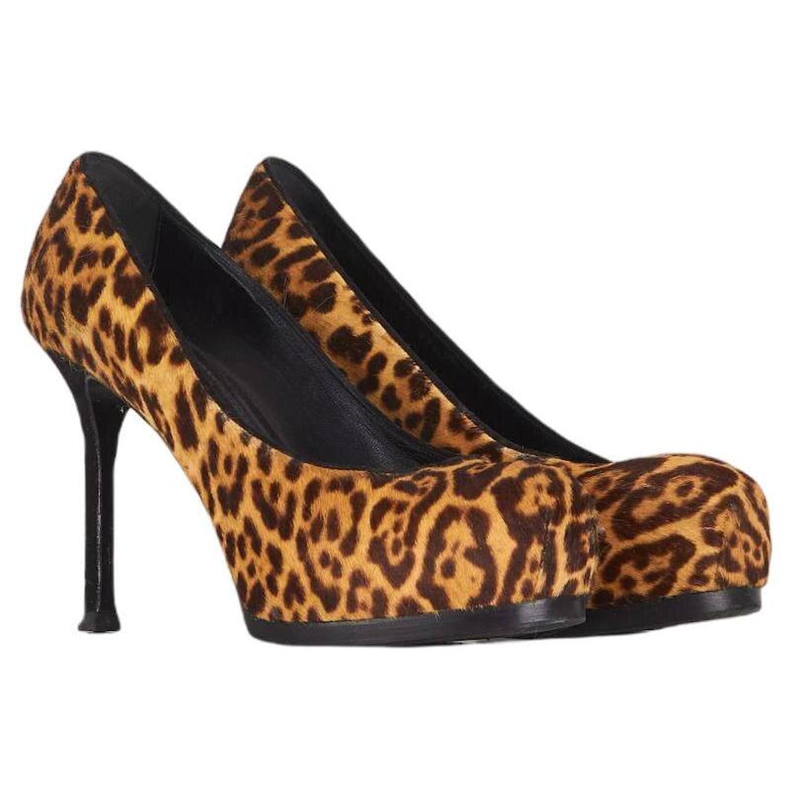 Yves Saint Laurent heels 37 Brown Leather ref.907554 Joli Closet