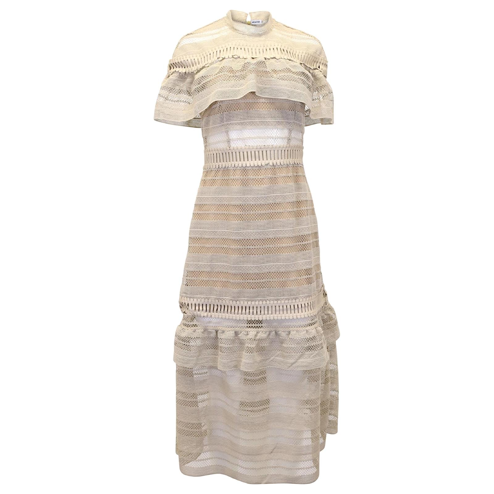 Self portrait Self-Portrait Frill-Yoke Lace Midi Dress in