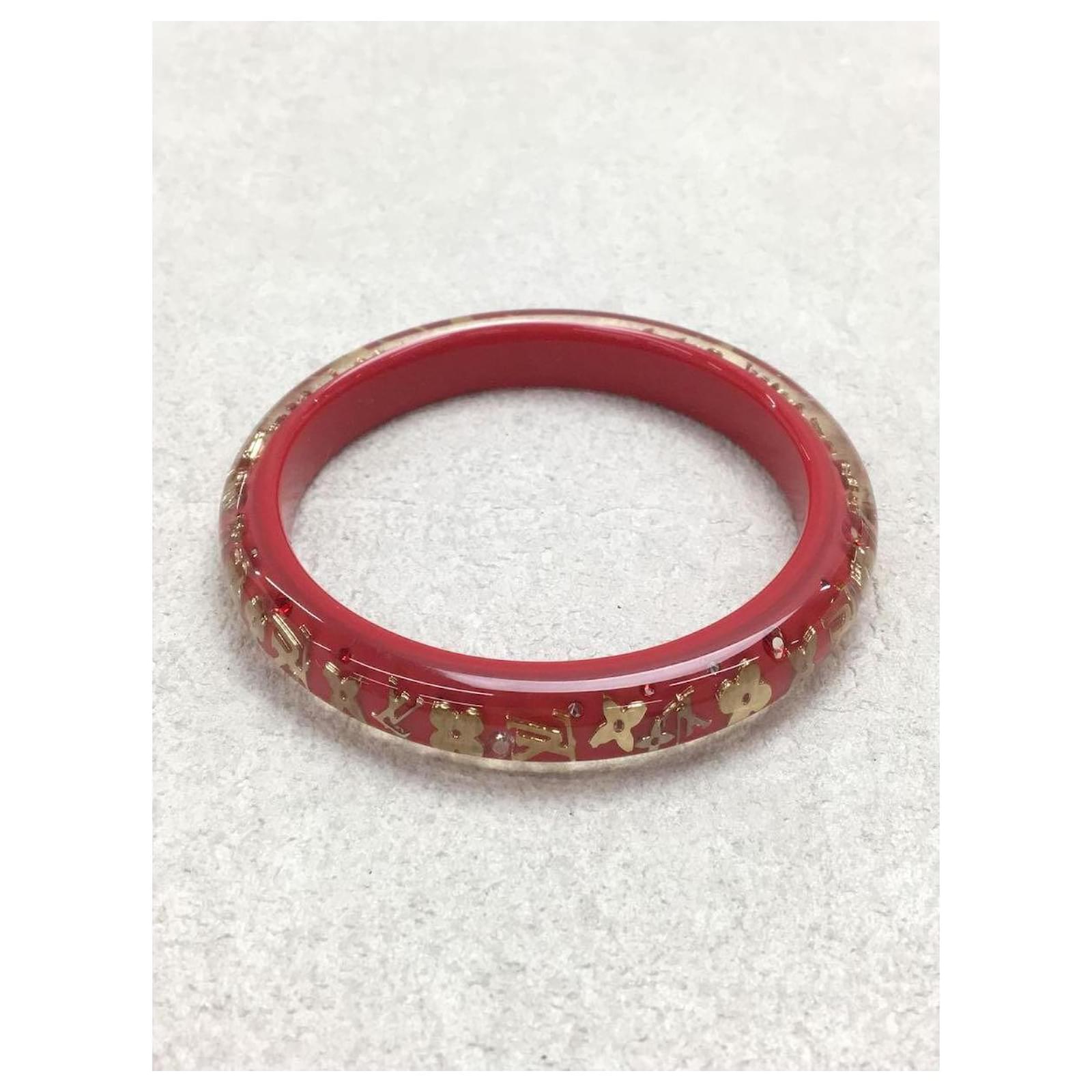 Louis Vuitton Narrow Inclusion Bangle (Clear/Gold/Red)