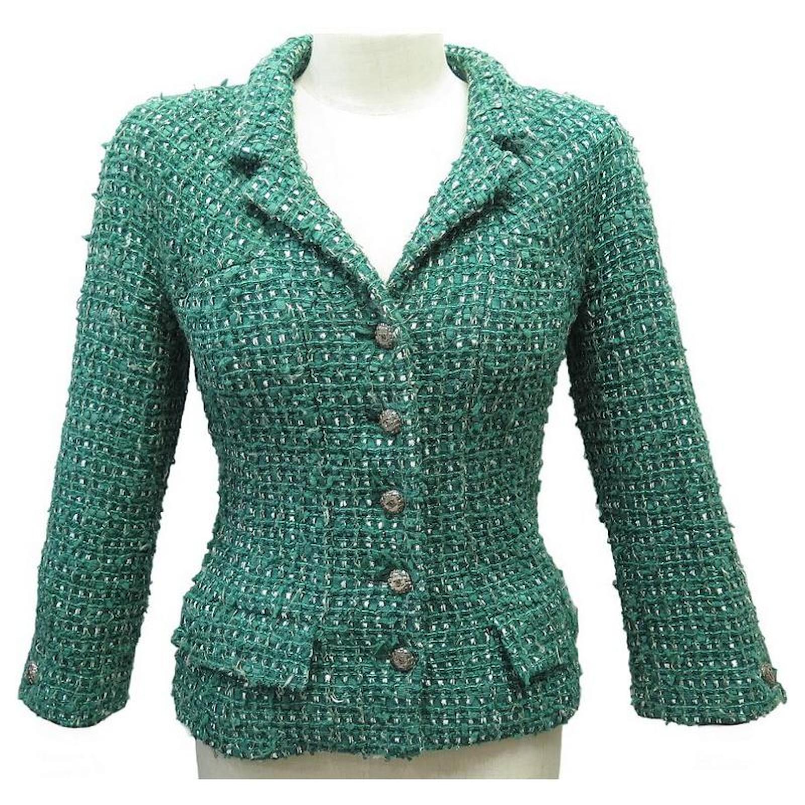 CHANEL P JACKET27772V16008 M 38 CRUISE BUTTONS LOGO CC TWEED