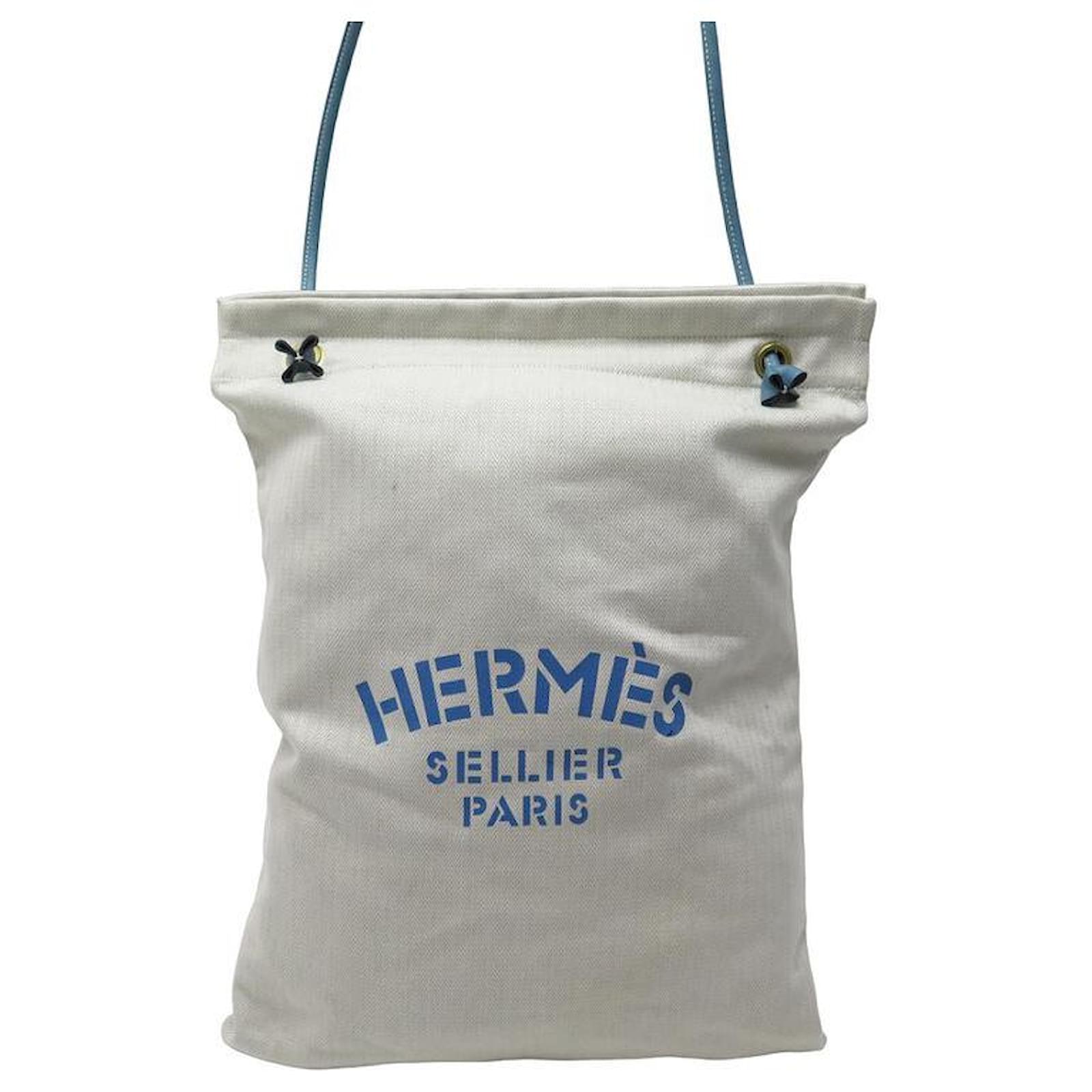HERMES Authentic Herline Bag Gray Canvas Tout Tote Bag -  Israel