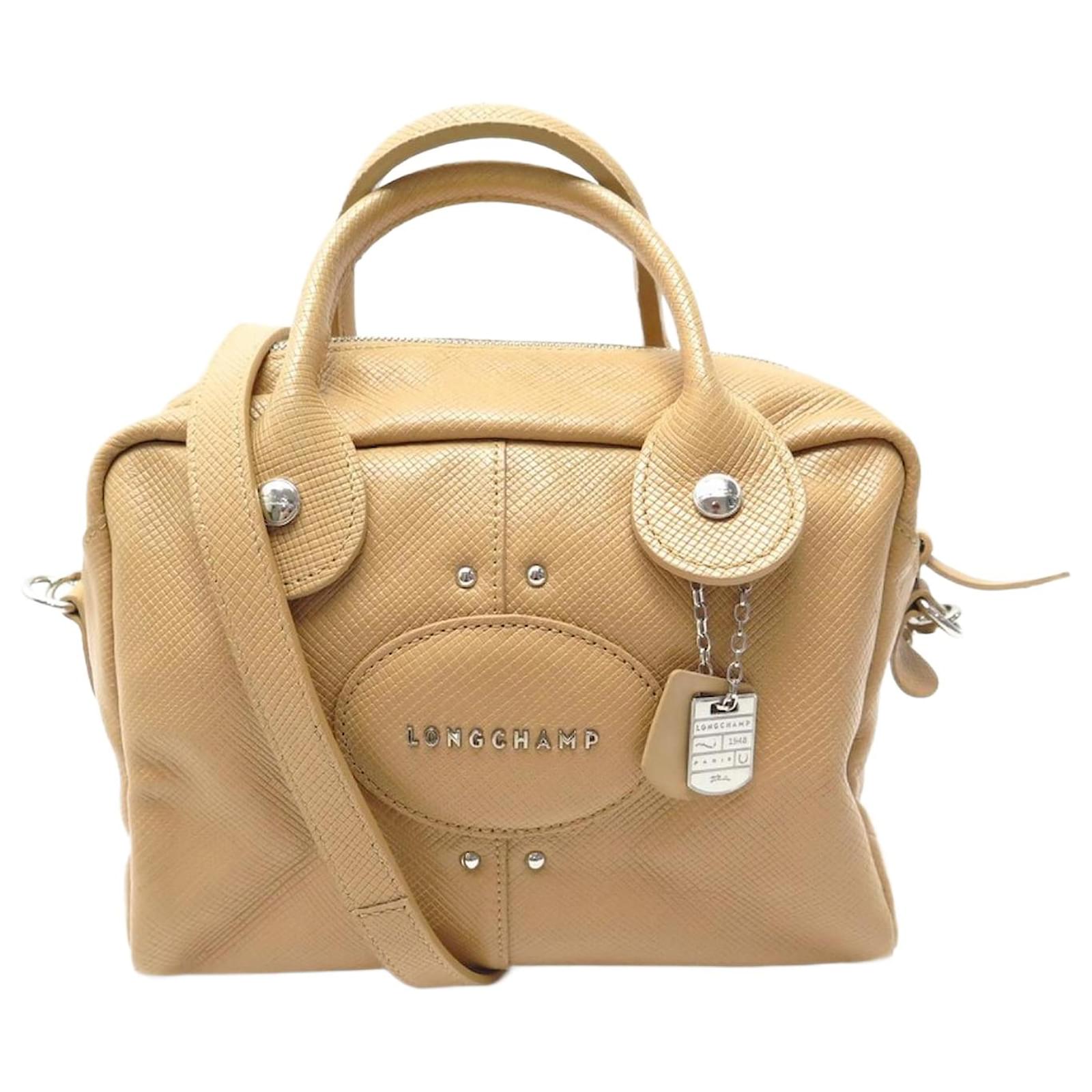 NEW LONGCHAMP QUADRI HANDBAG 1202786005 BEIGE LEATHER SHOULDER BAG ref.909498 Joli Closet