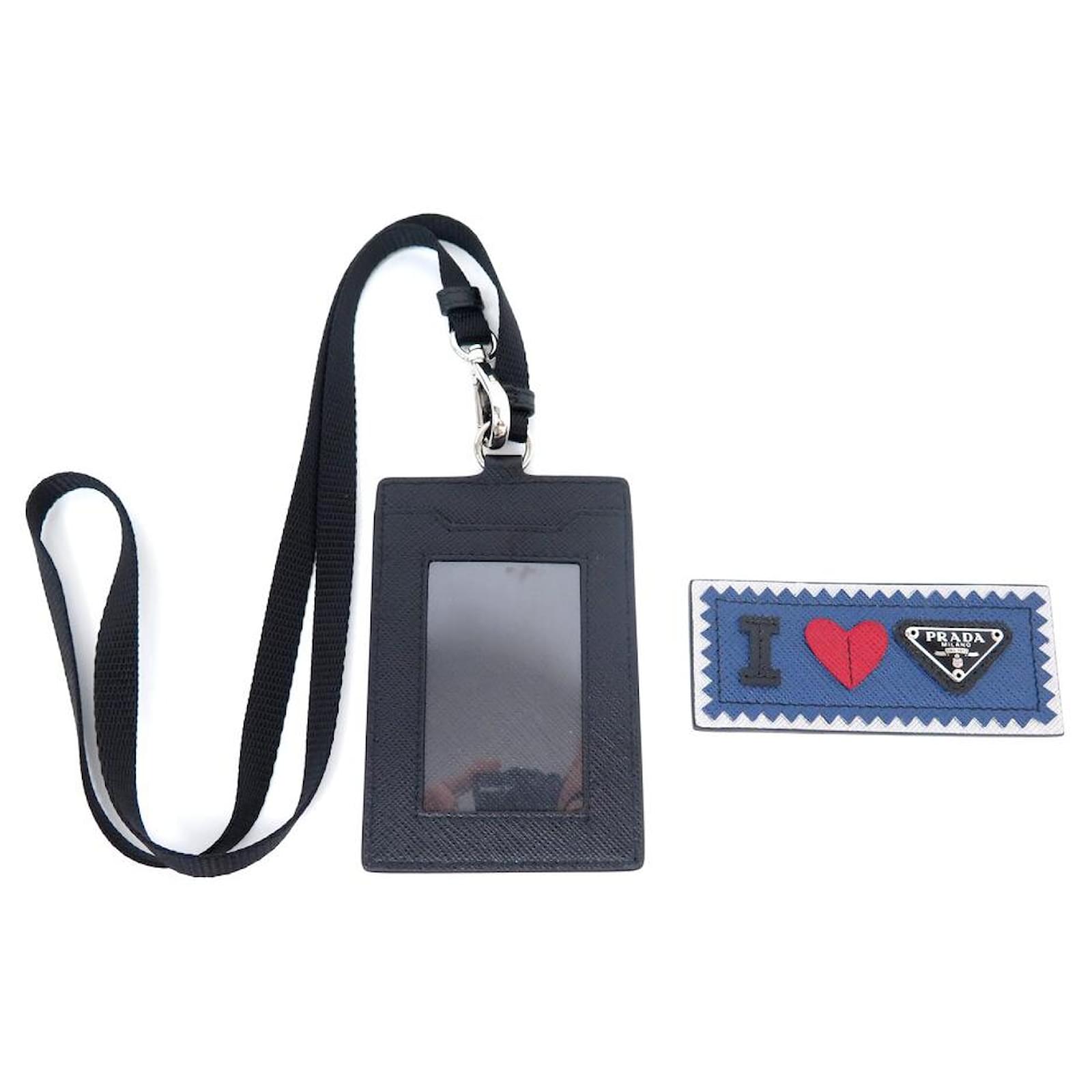 PRADA Saffiano Leather Shoulder Strap Card Holder