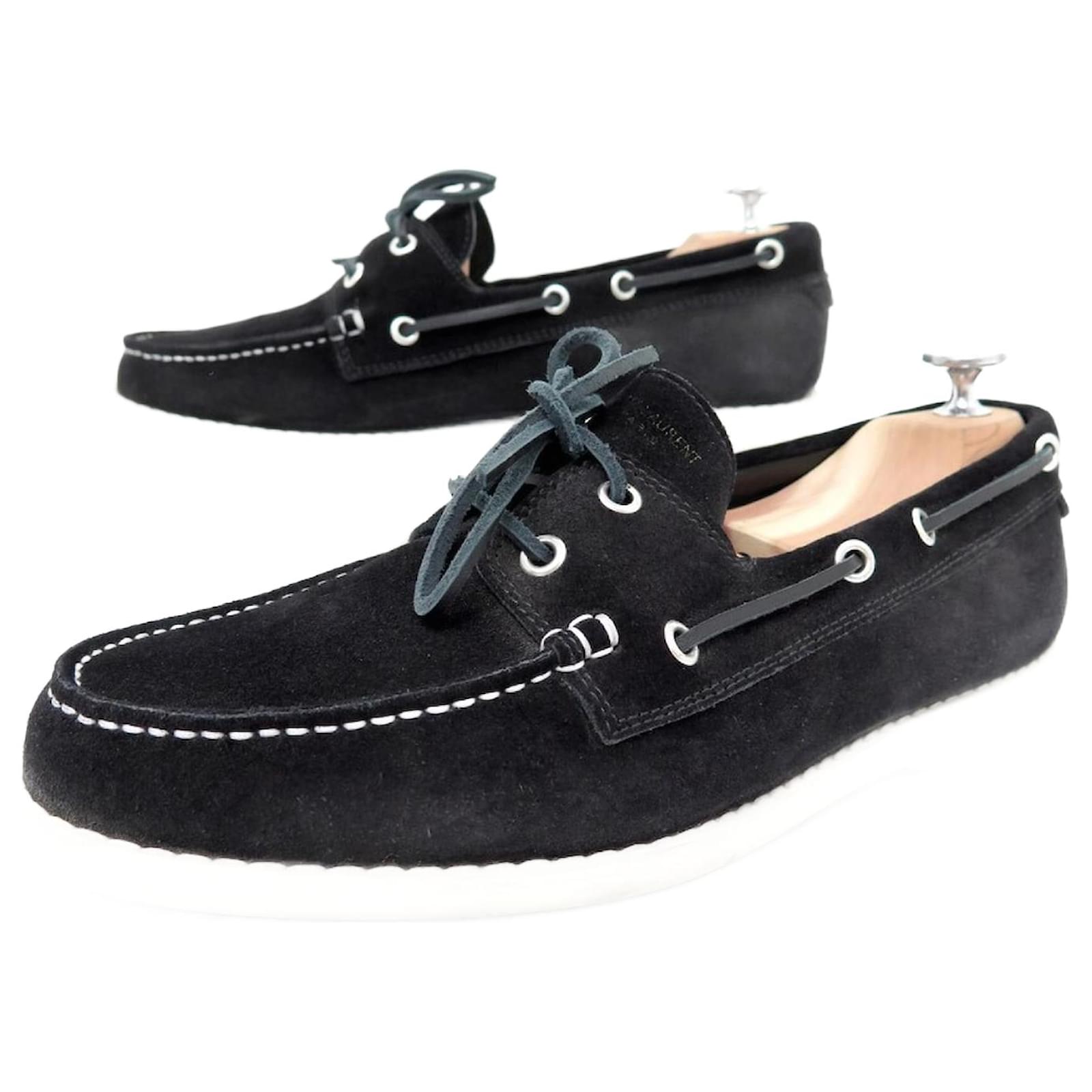 SAINT LAURENT BOAT SHOES 315387 Derby 41 BLUE SUEDE SUEDE SHOES Navy blue ref.909537 Joli Closet