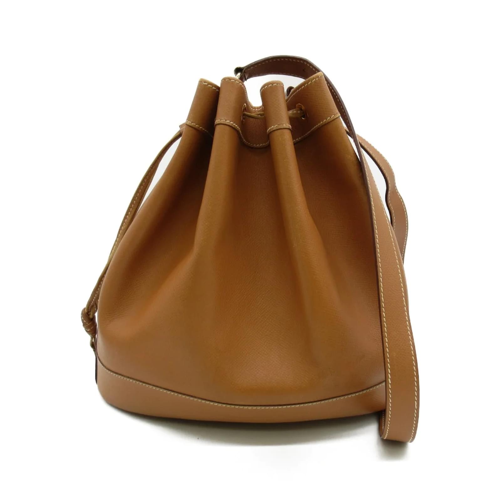 Hermès Courchevel Market Bucket Bag Brown Leather Pony-style