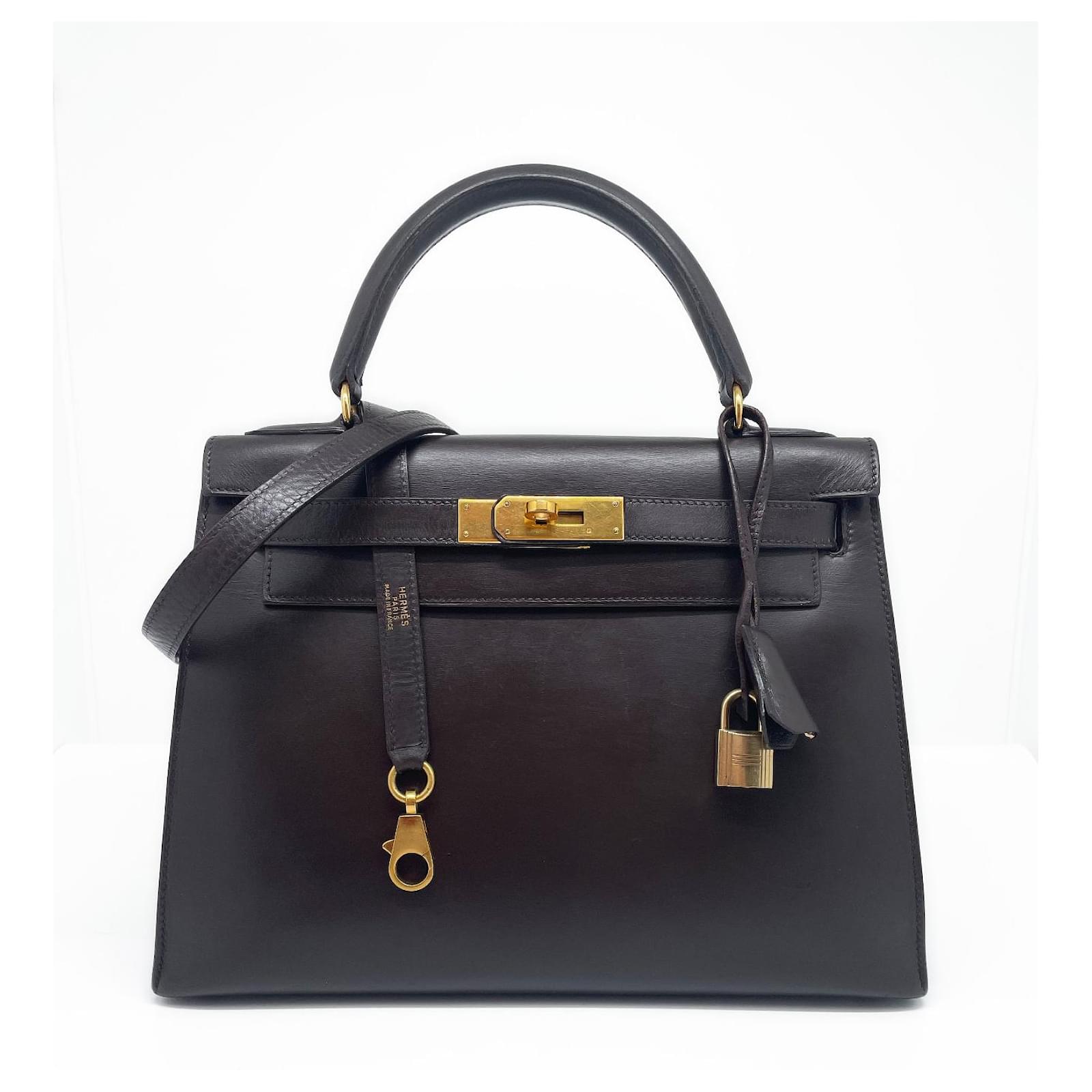 Hermes Kelly Sellier 28 Black Box Gold Hardware