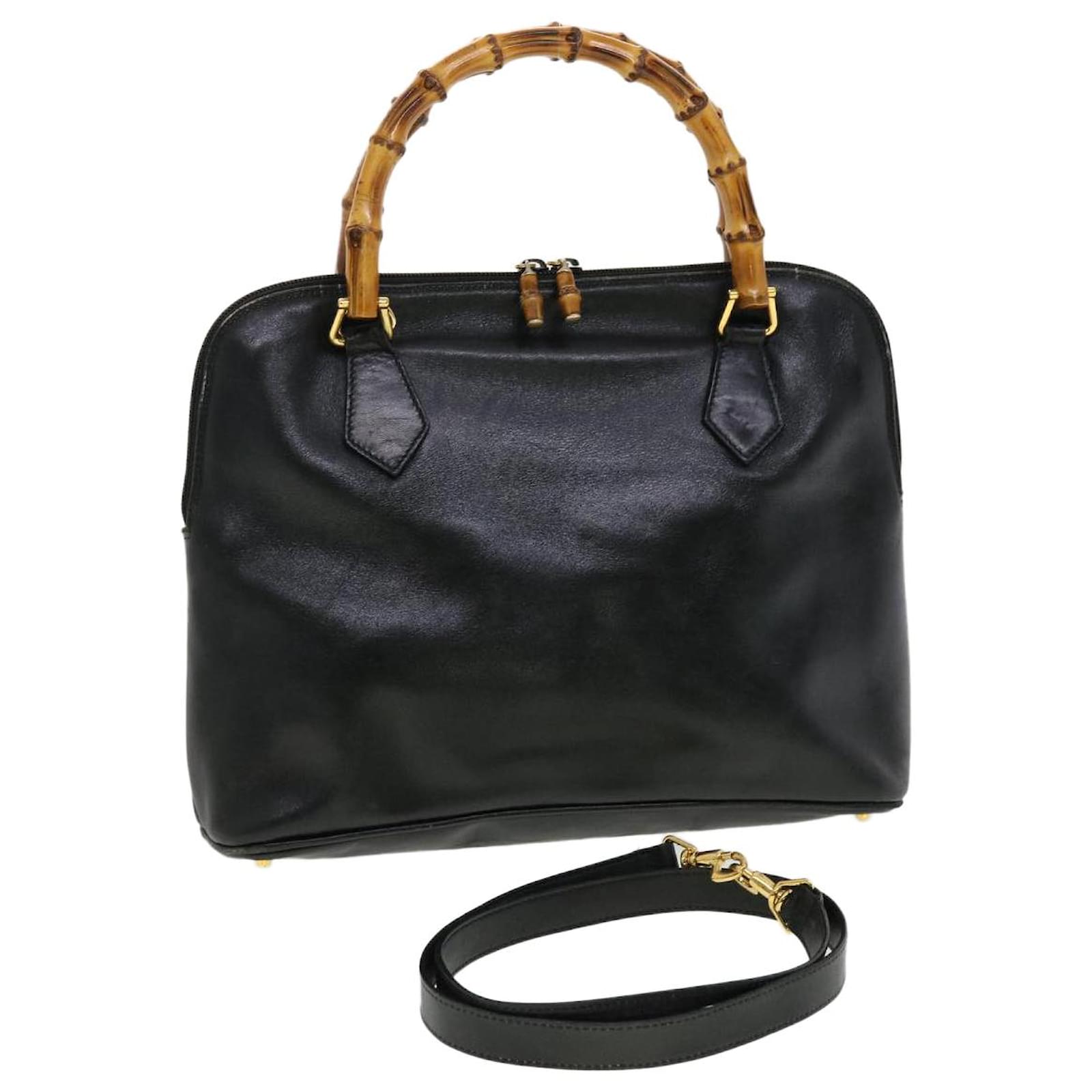 Gucci Vintage Alma Tote in Dark Brown Leather with Bamboo Handles