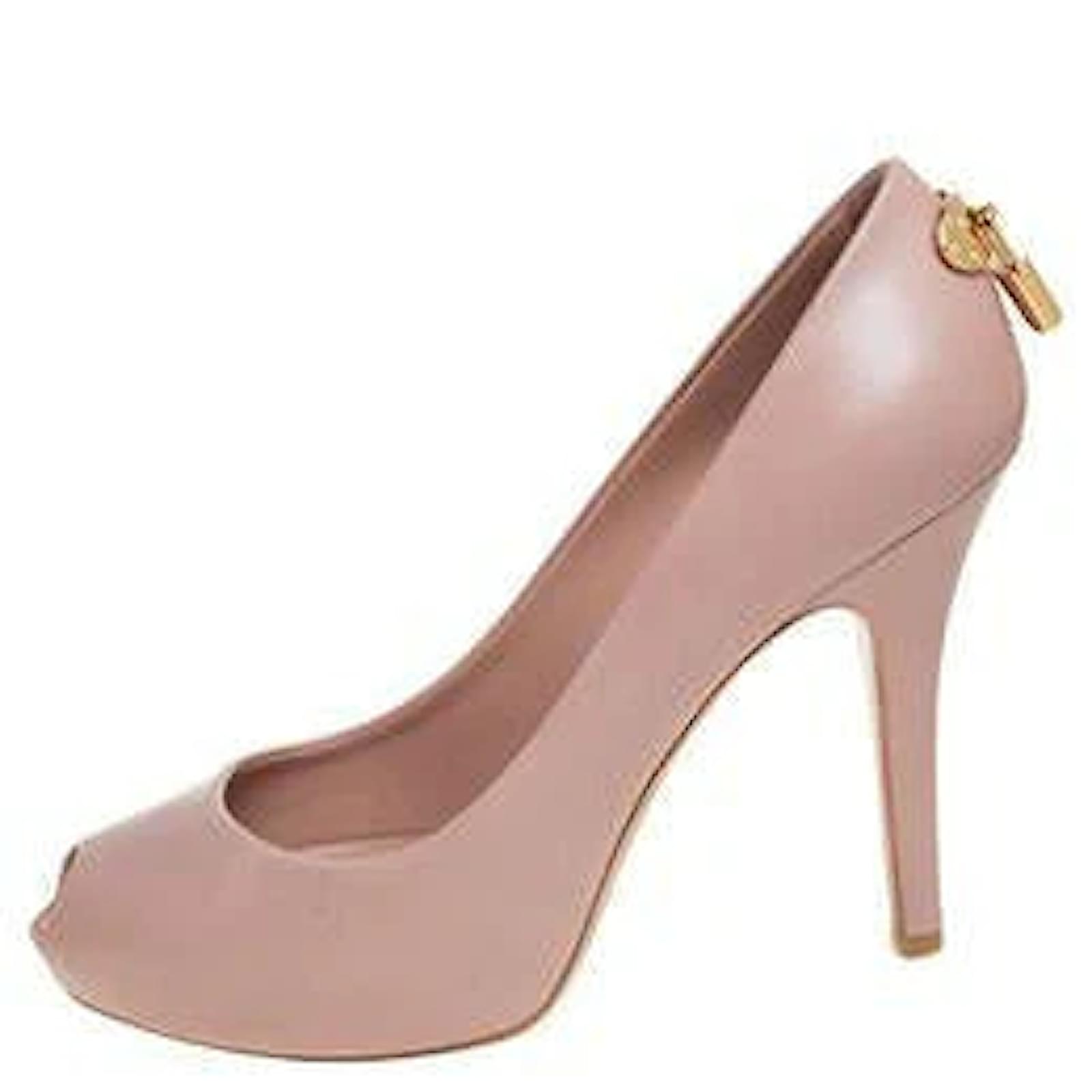 Louis Vuitton Beige Glitter Patent Leather Oh Really! Peep Toe