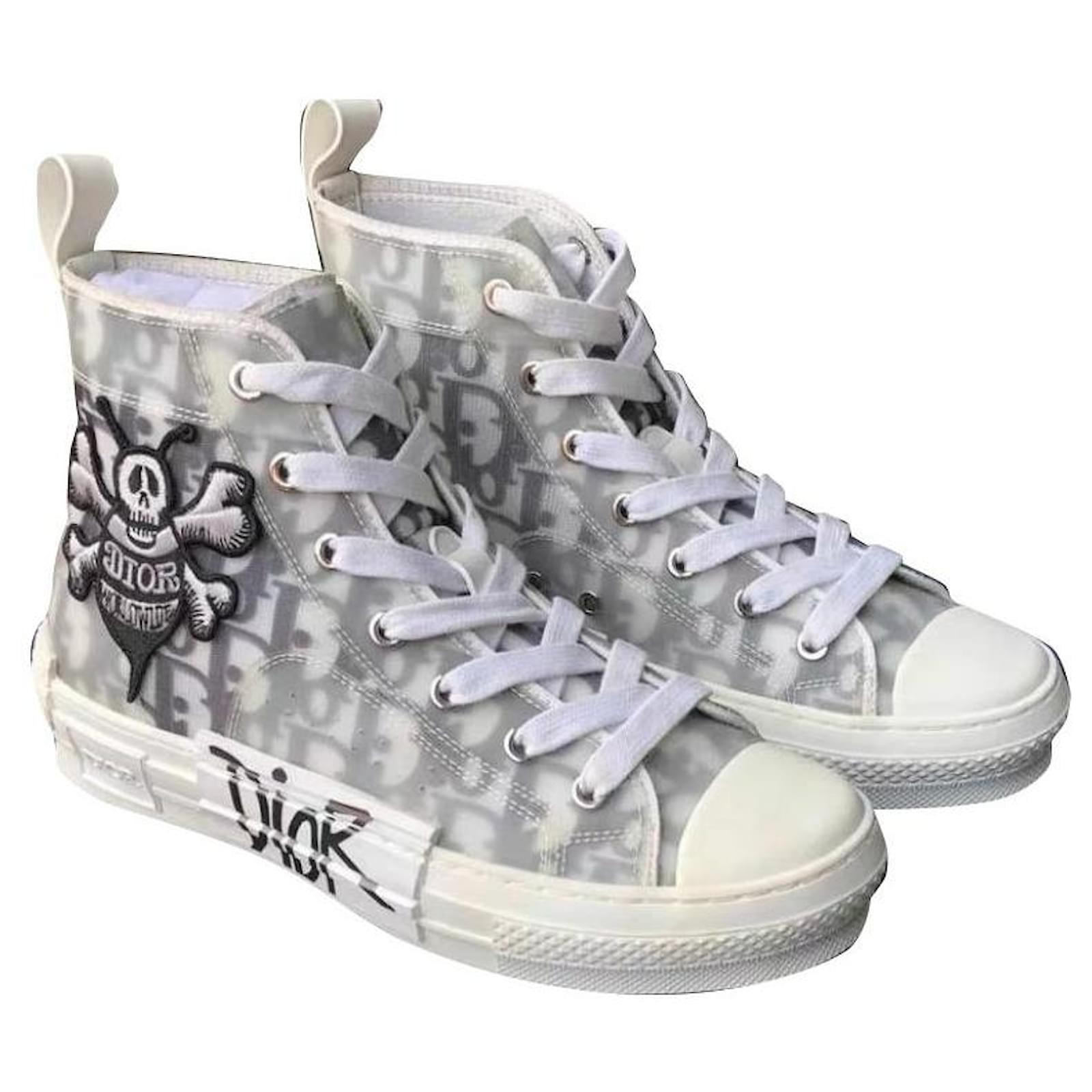 DIOR Shawn Stussy Canvas Oblique Bee Embroidery Patch , b23 High top  sneakers