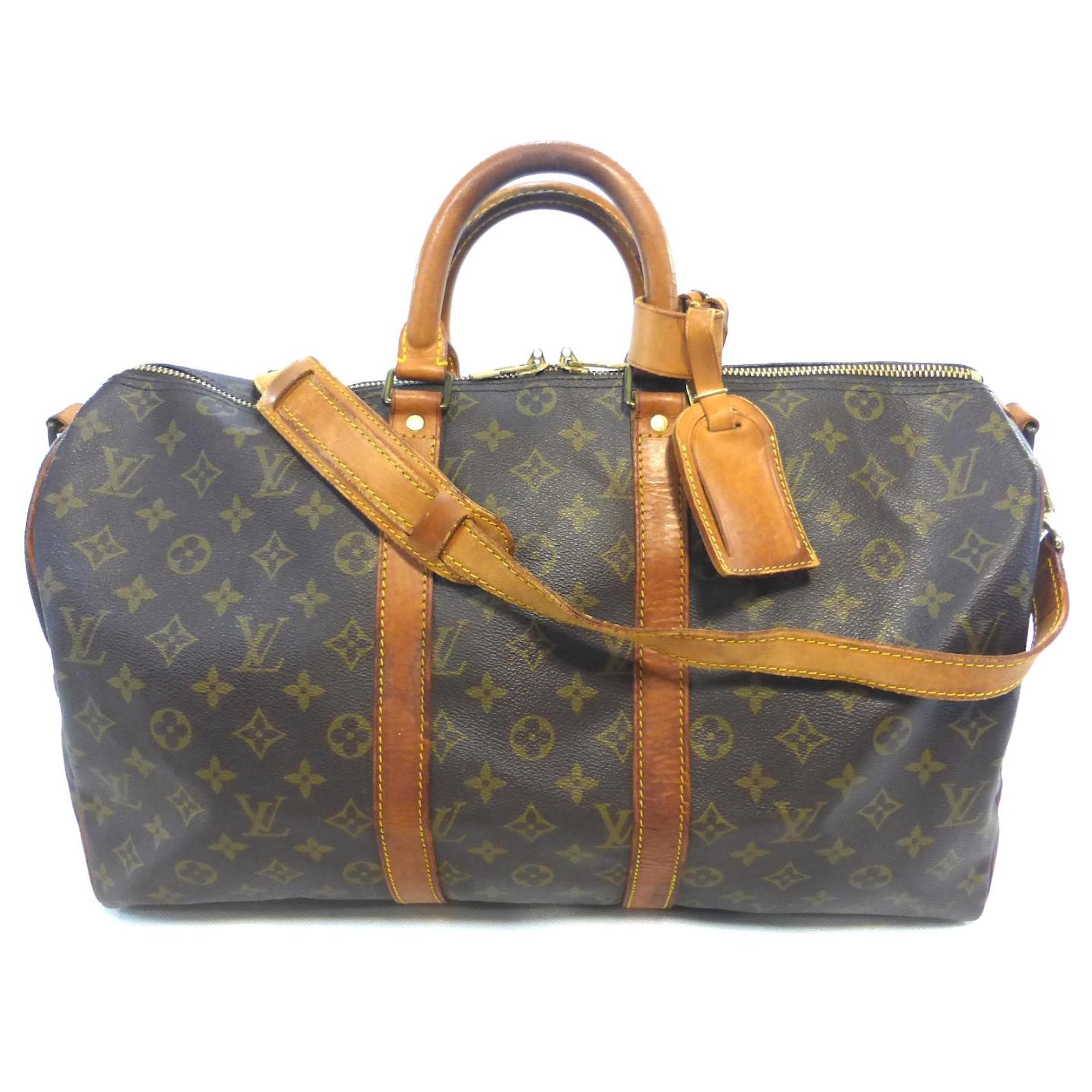 Louis Vuitton keepall 45 Monogram shoulder strap - VI883 Brown Leather  ref.909974 - Joli Closet